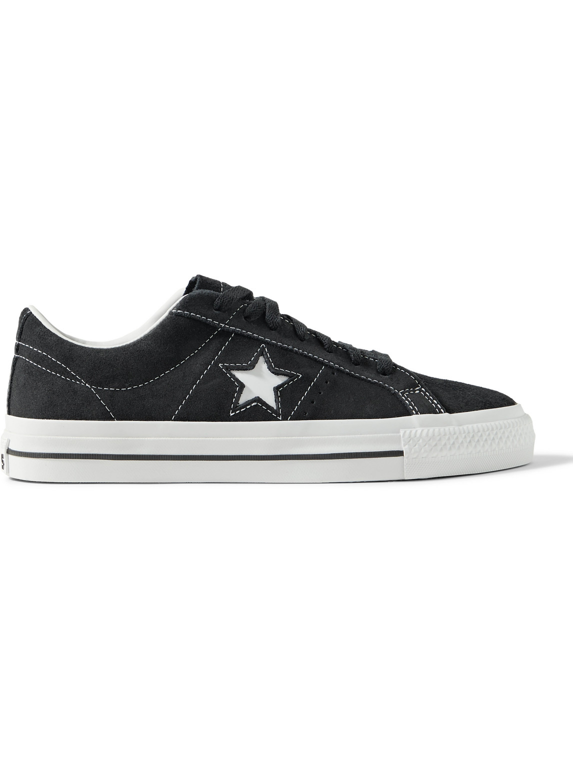 Shop Converse One Star Pro Leather-trimmed Suede Sneakers In Black