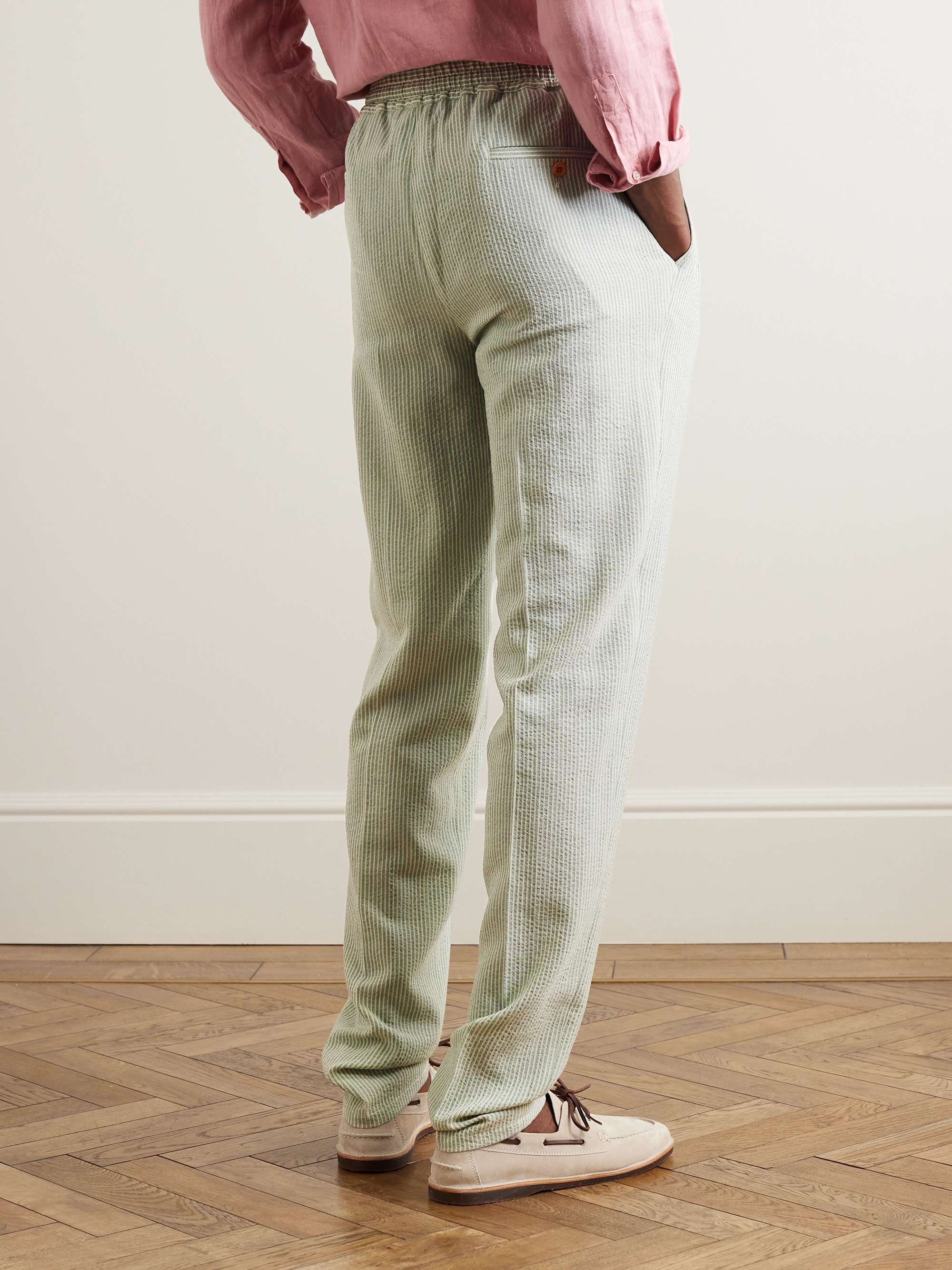 RUBINACCI Straight-Leg Pleated Cotton-Twill Trousers