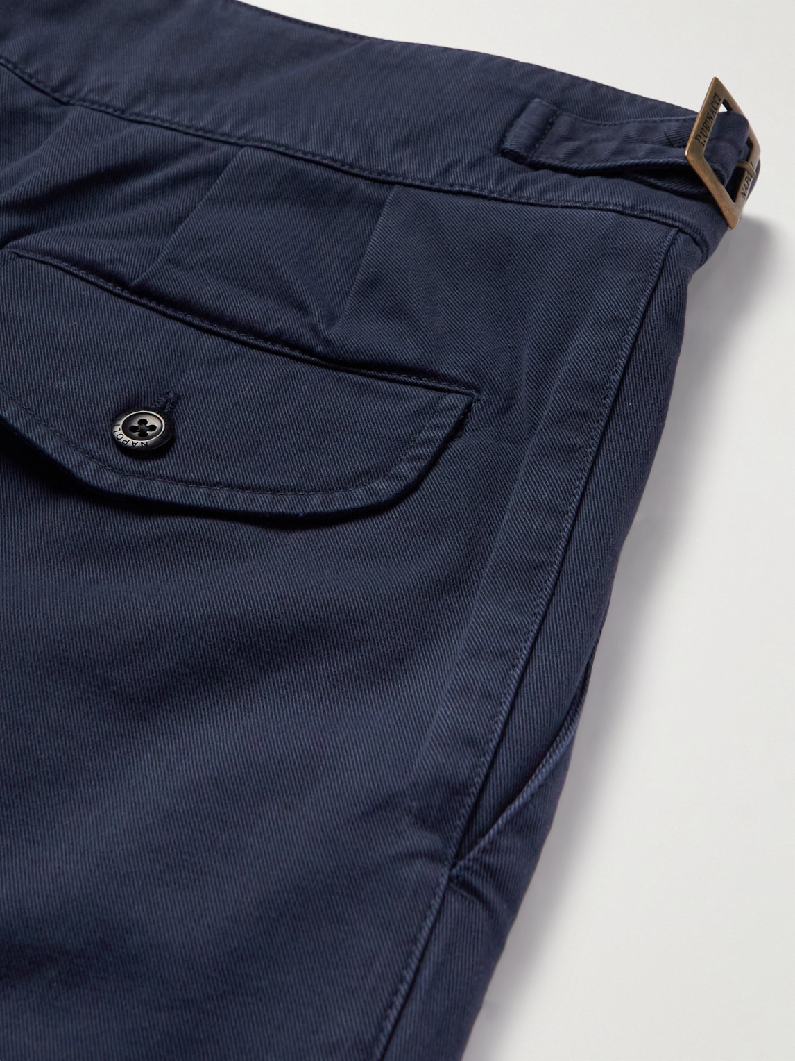 Shop Rubinacci Manny Tapered Pleated Cotton-twill Trousers In Blue