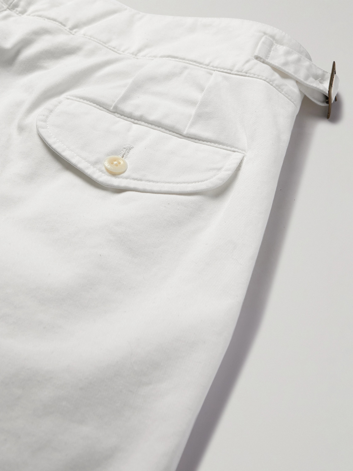Shop Rubinacci Manny Tapered Pleated Cotton-twill Trousers In White