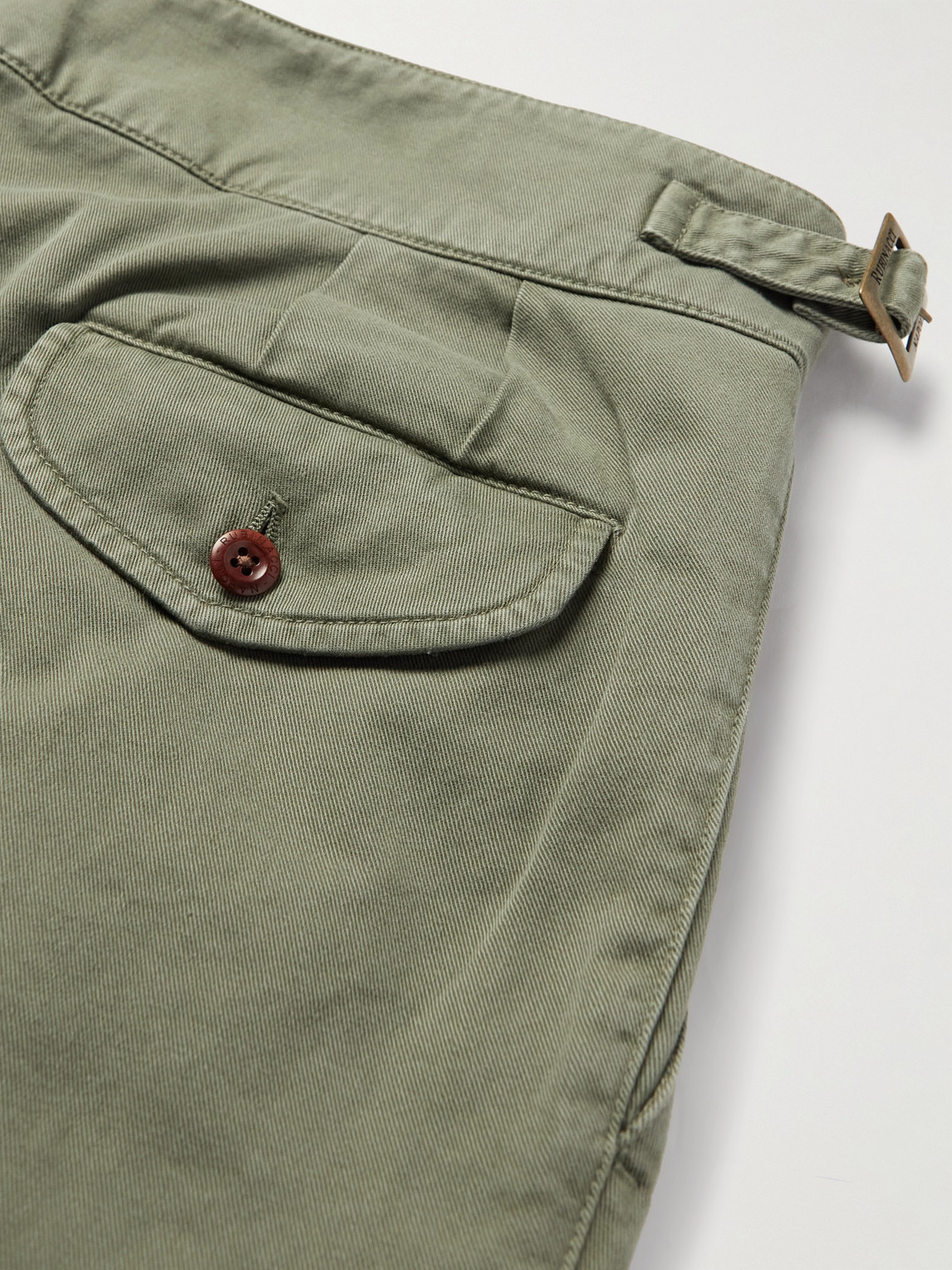 Shop Rubinacci Manny Tapered Pleated Cotton-twill Trousers In Green