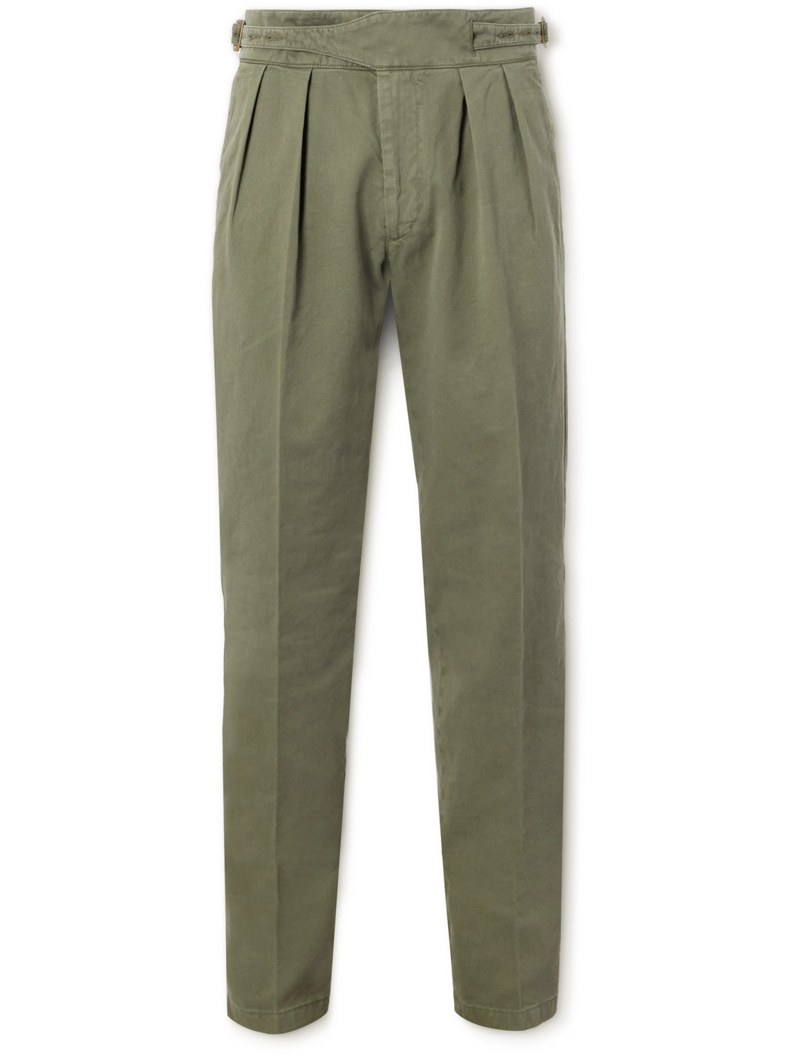 Manny Tapered Pleated Cotton-Twill Trousers