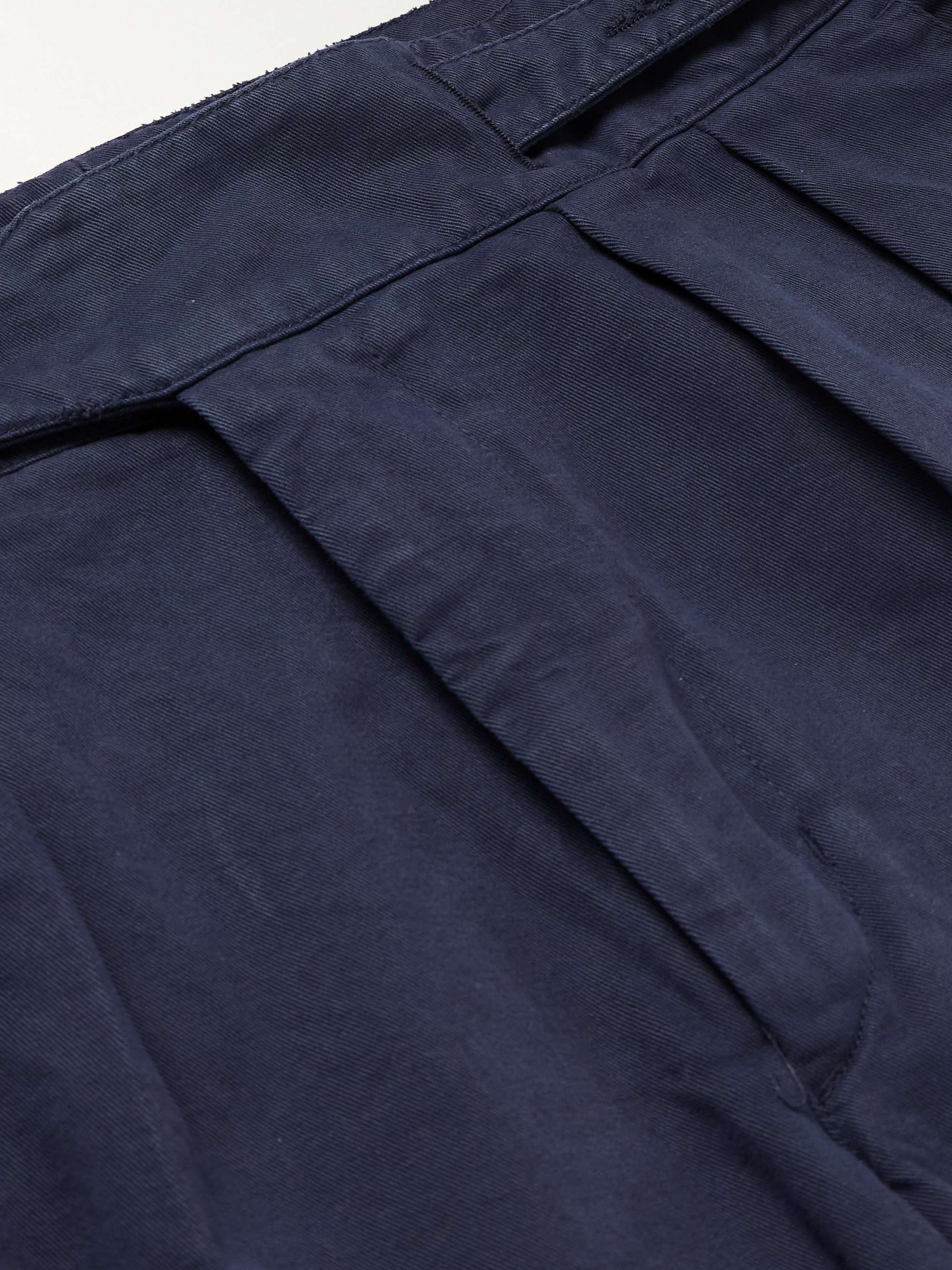 RUBINACCI Straight-Leg Pleated Cotton-Twill Shorts