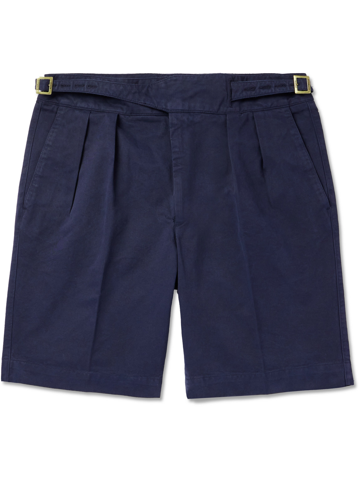 Straight-Leg Pleated Cotton-Twill Shorts