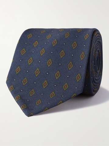 LOUIS VUITTON Neck Tie Silk Navy With Small Gold Rectangles 3.5