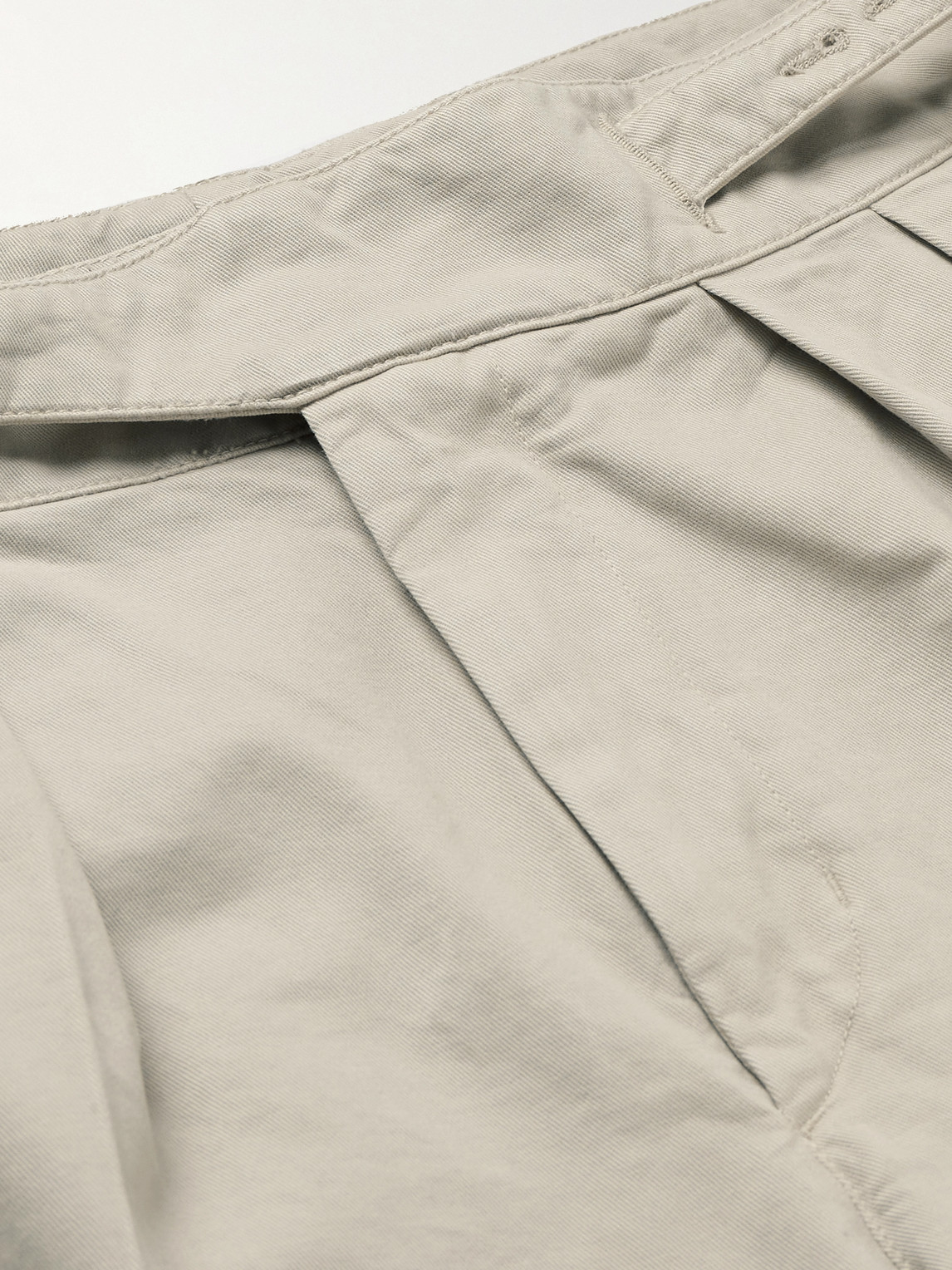 Shop Rubinacci Straight-leg Pleated Cotton-twill Shorts In Neutrals