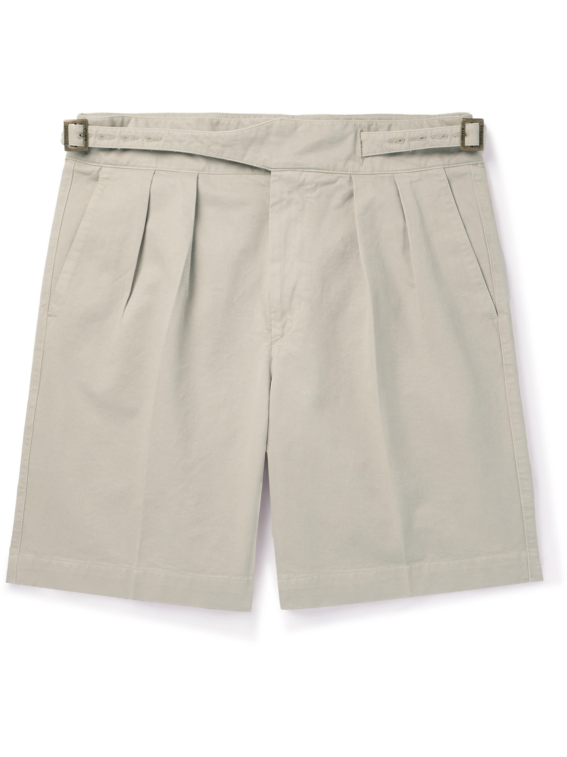 Rubinacci Straight-leg Pleated Cotton-twill Shorts In Neutrals