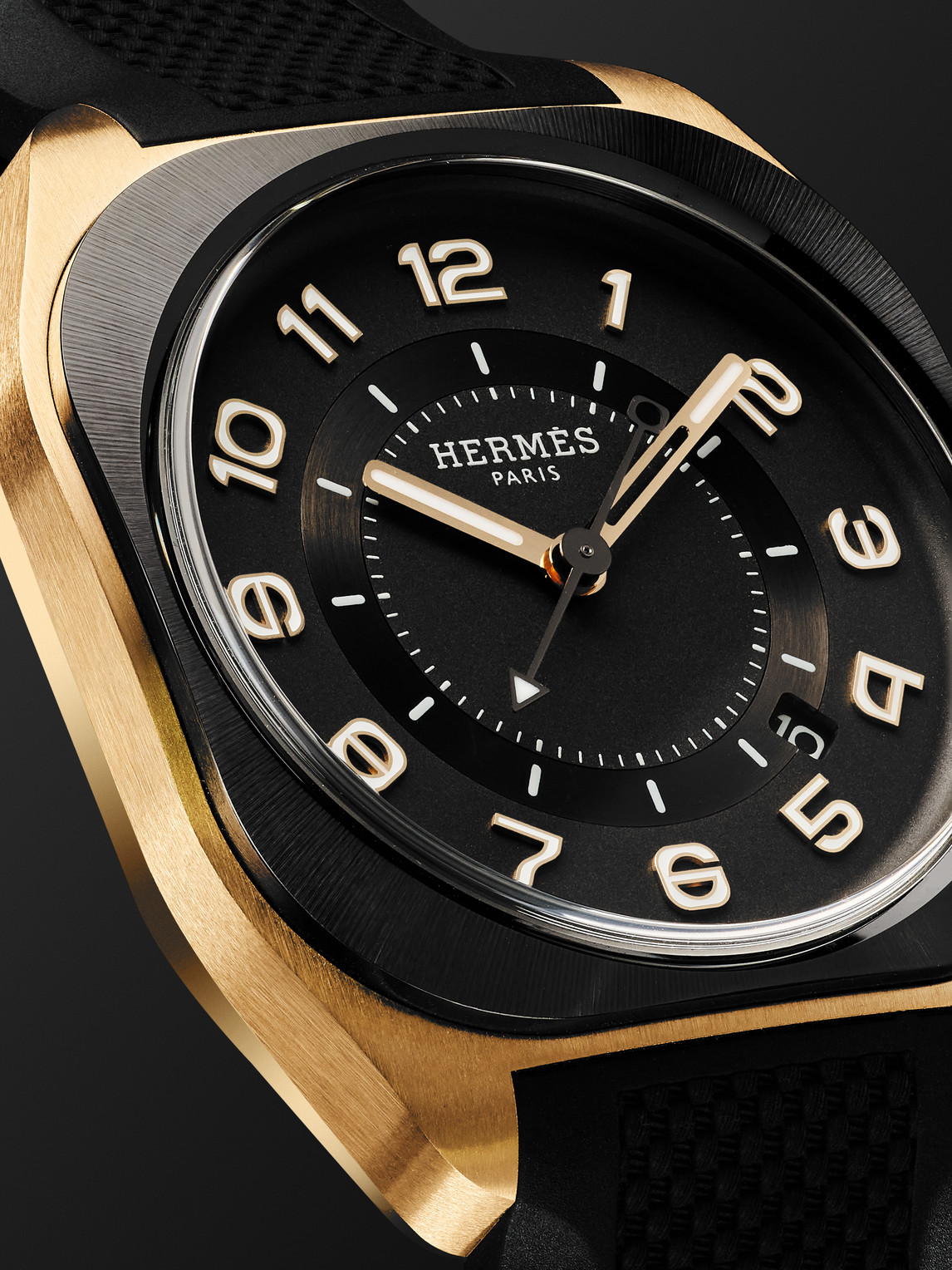 Shop Hermès Timepieces H08 Automatic 39mm Dlc-coated Titanium, Rose Gold And Rubber Watch, Ref. No. 060124ww00 In Black