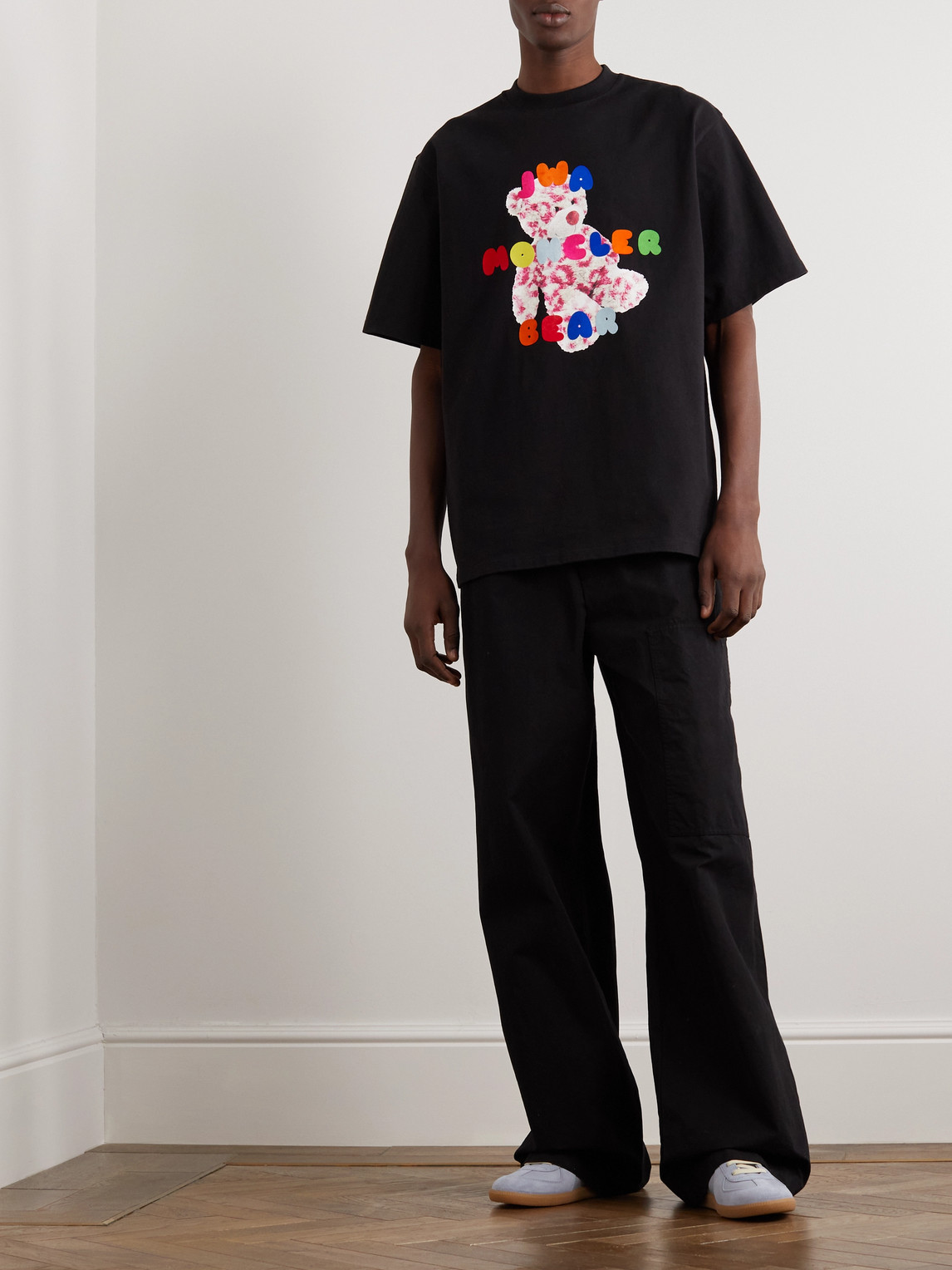Shop Moncler Genius Jw Anderson Logo-print Cotton-jersey T-shirt In Black