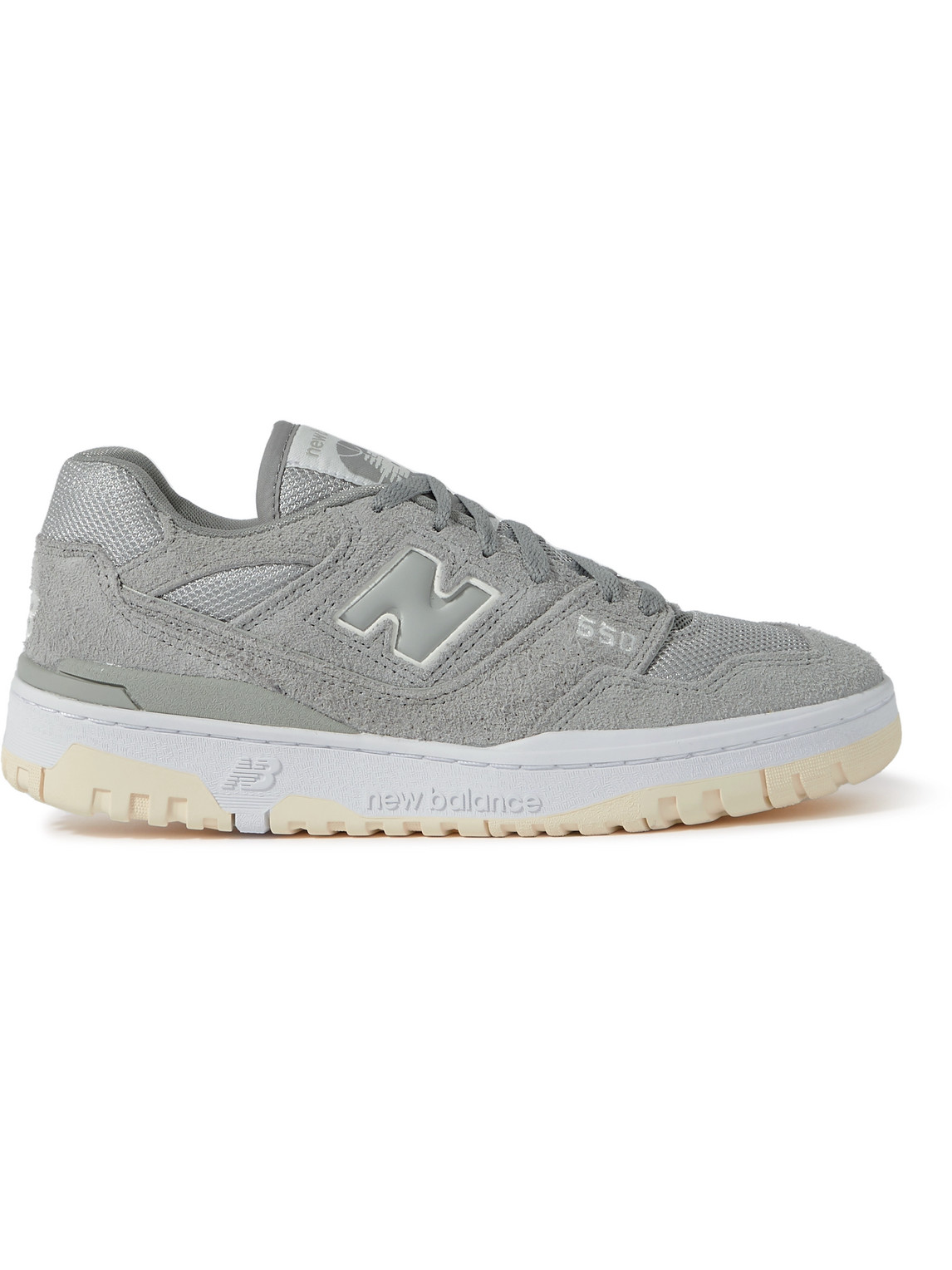 NEW BALANCE 550 LEATHER-TRIMMED SUEDE AND MESH SNEAKERS