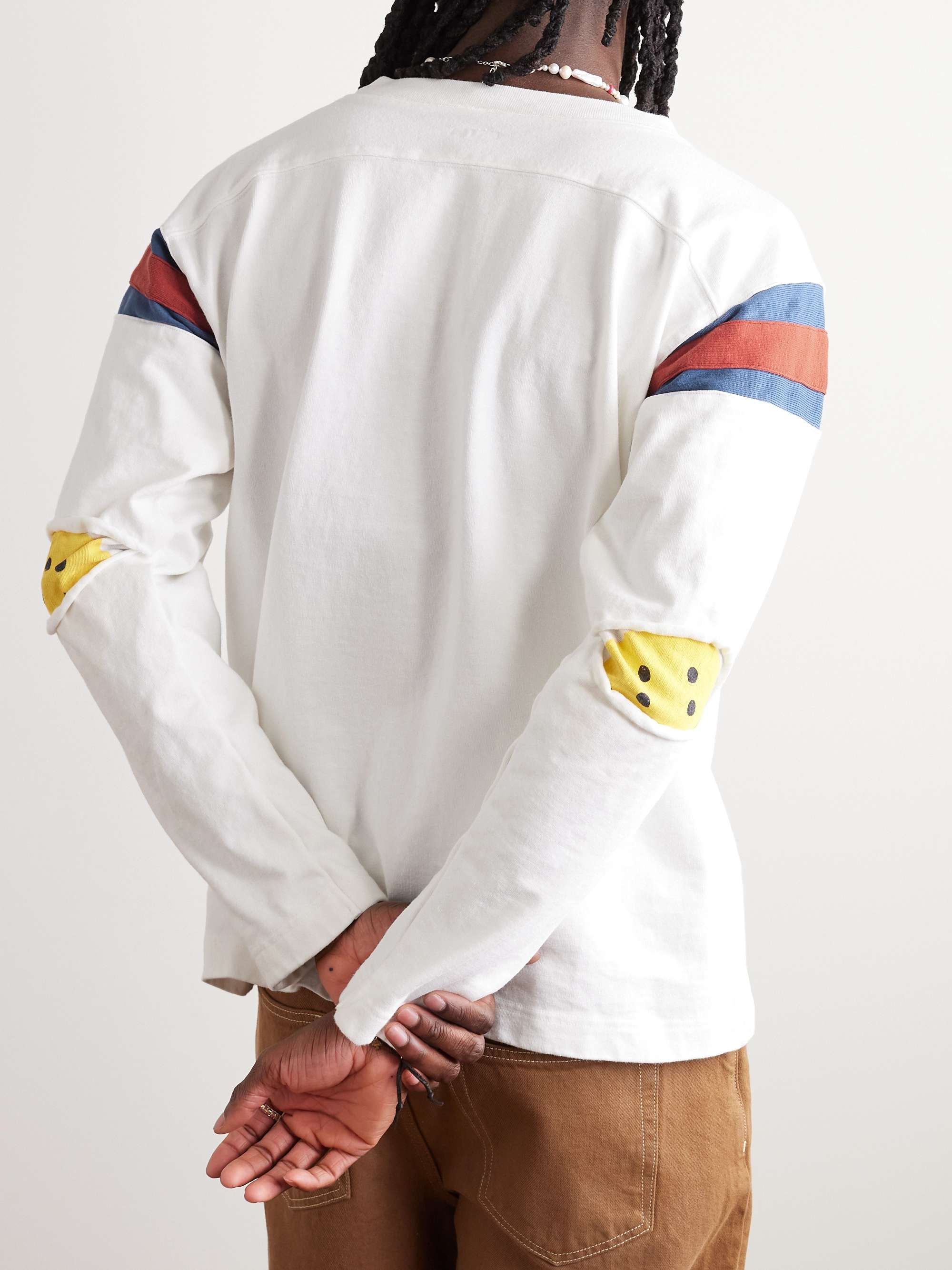 KAPITAL Printed Striped Cotton-Jersey T-Shirt
