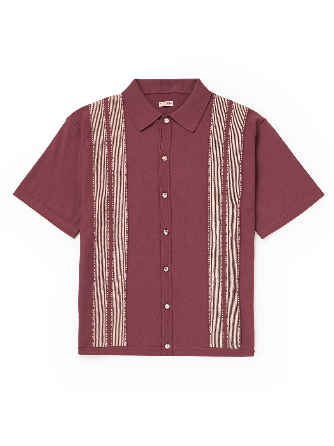 Kapital Tennessee Striped Cotton-blend Jacquard Shirt In Burgundy