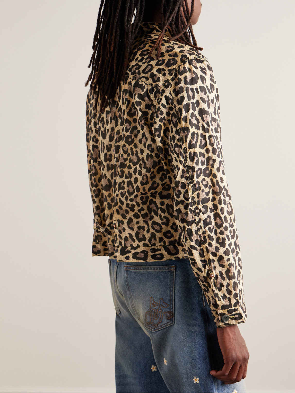 Shop Kapital Leopard-print Cotton-gauze Shirt Jacket In Brown