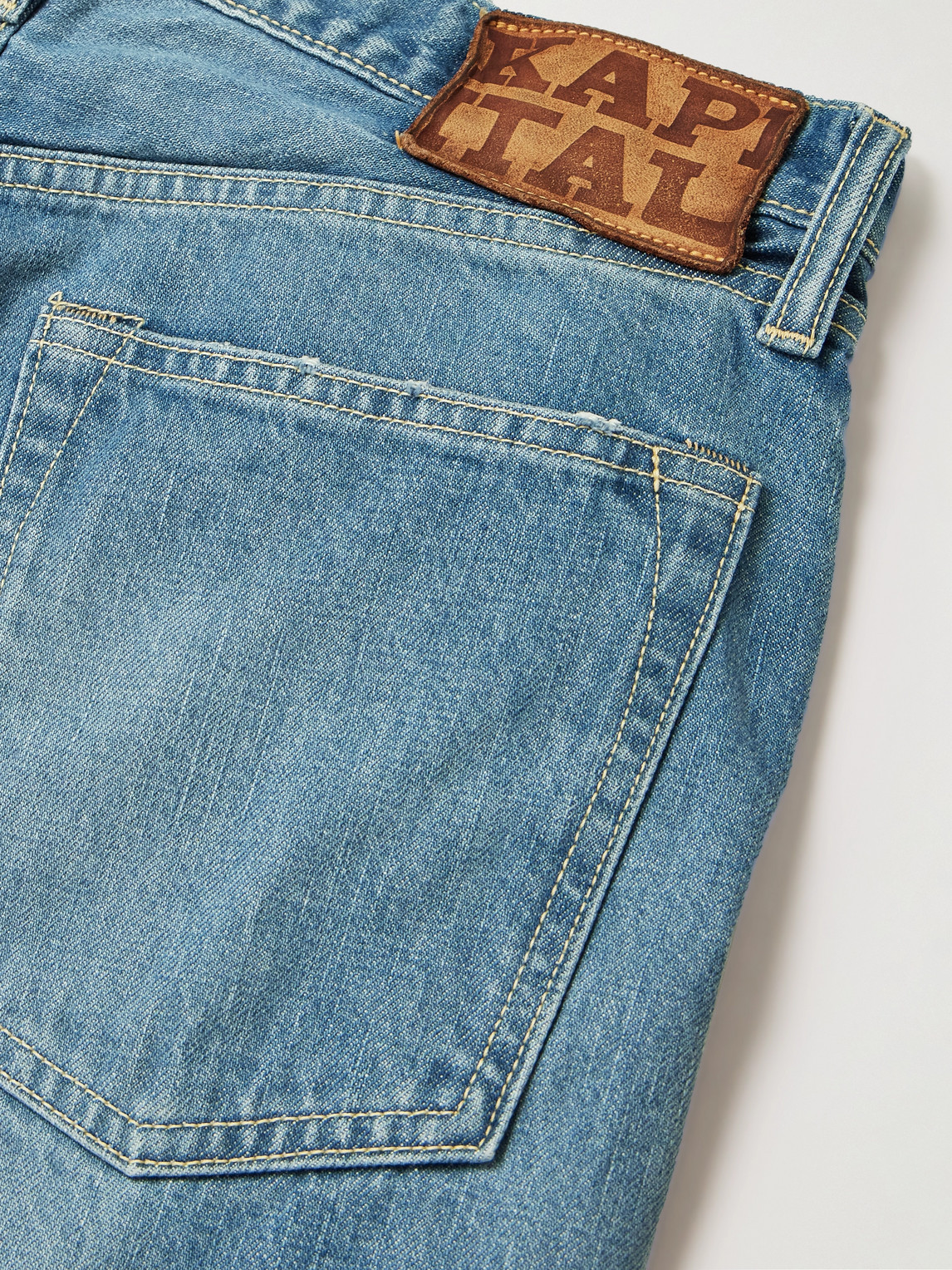 Shop Kapital Monkey Cisco Slim-fit Distressed Jeans In Blue