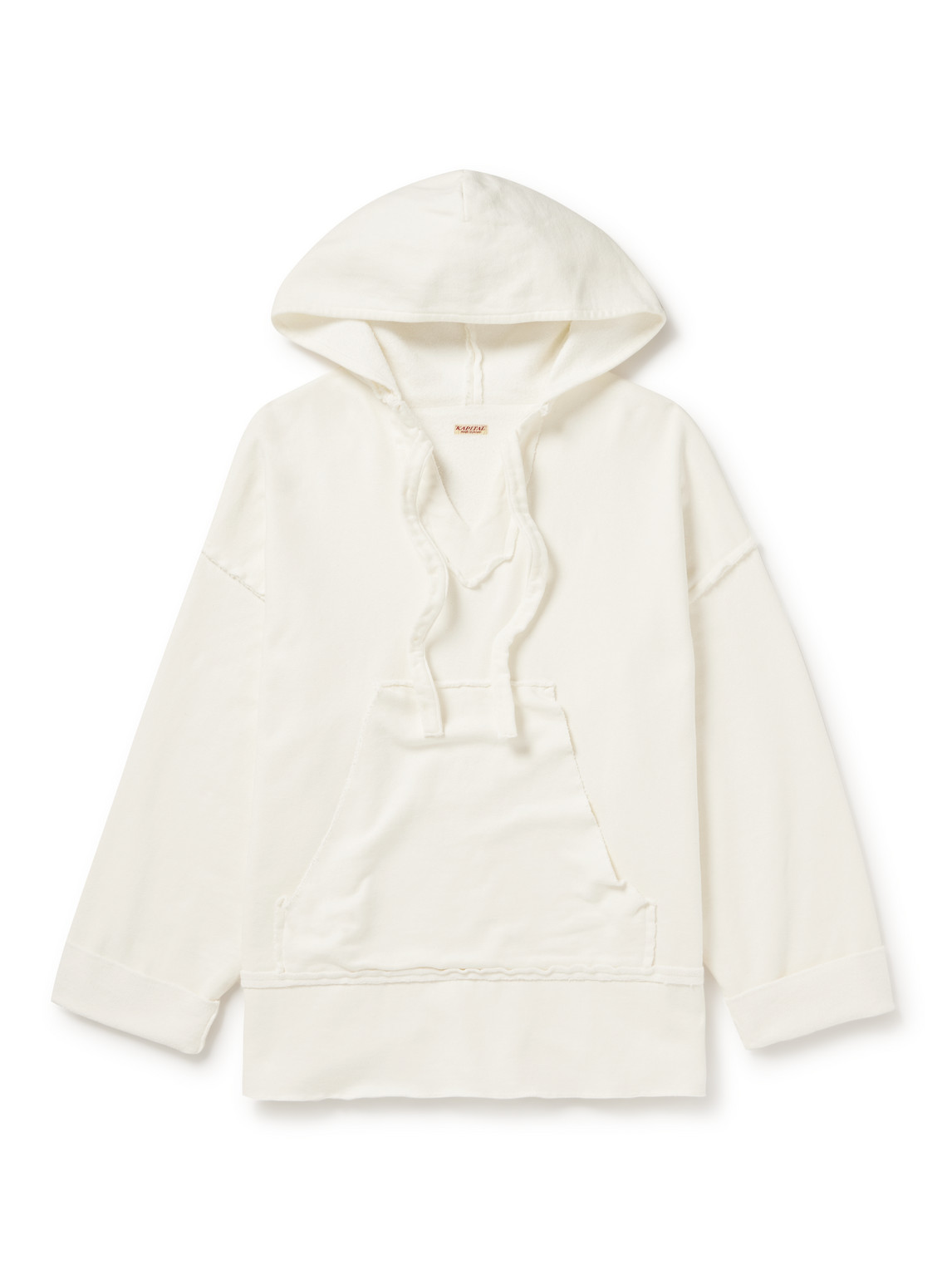 Kapital Oversized Distressed Cotton-jersey Hoodie In White