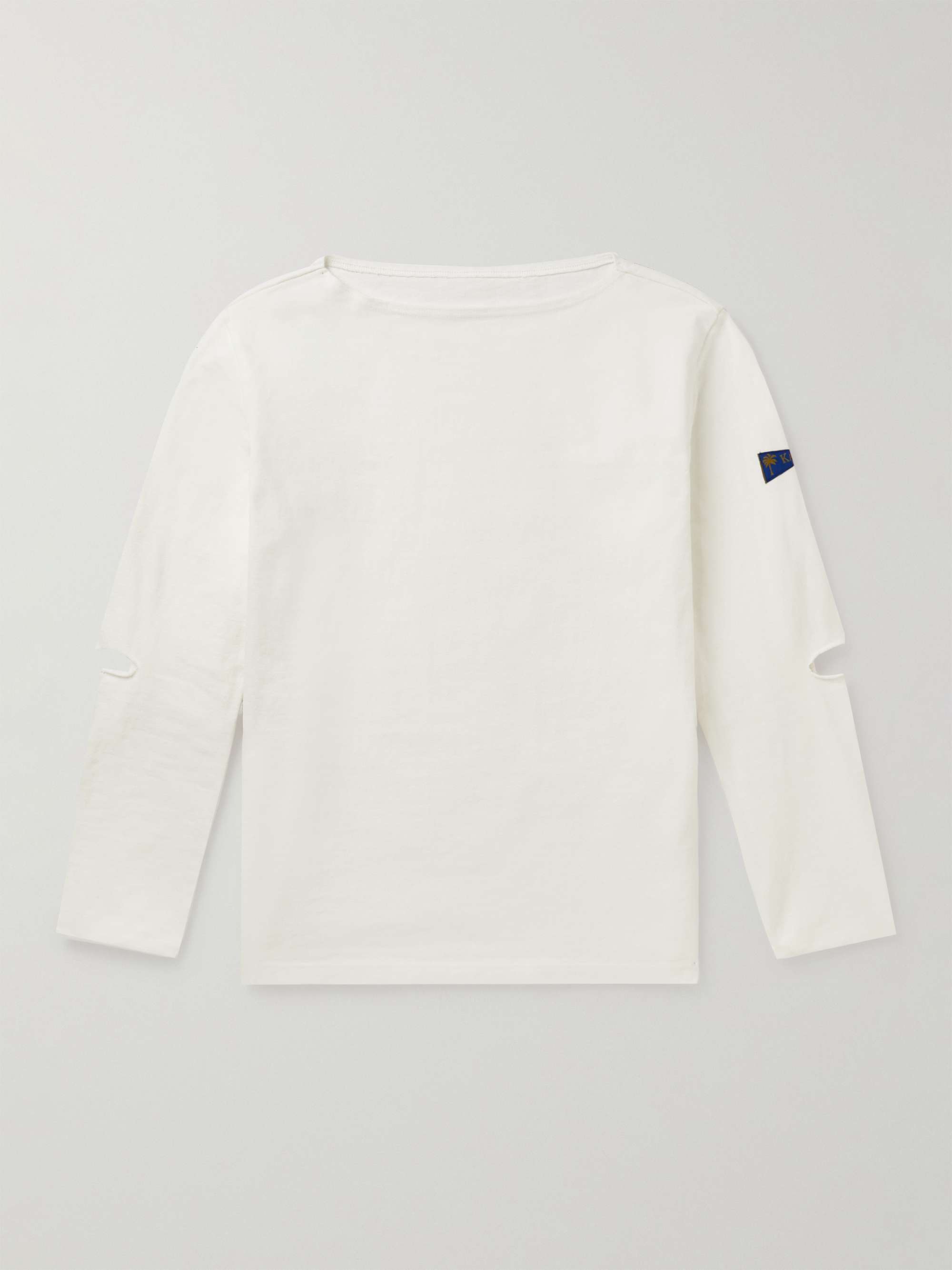 KAPITAL Logo-Appliquéd Cut-Out Printed Cotton-Jersey T-Shirt