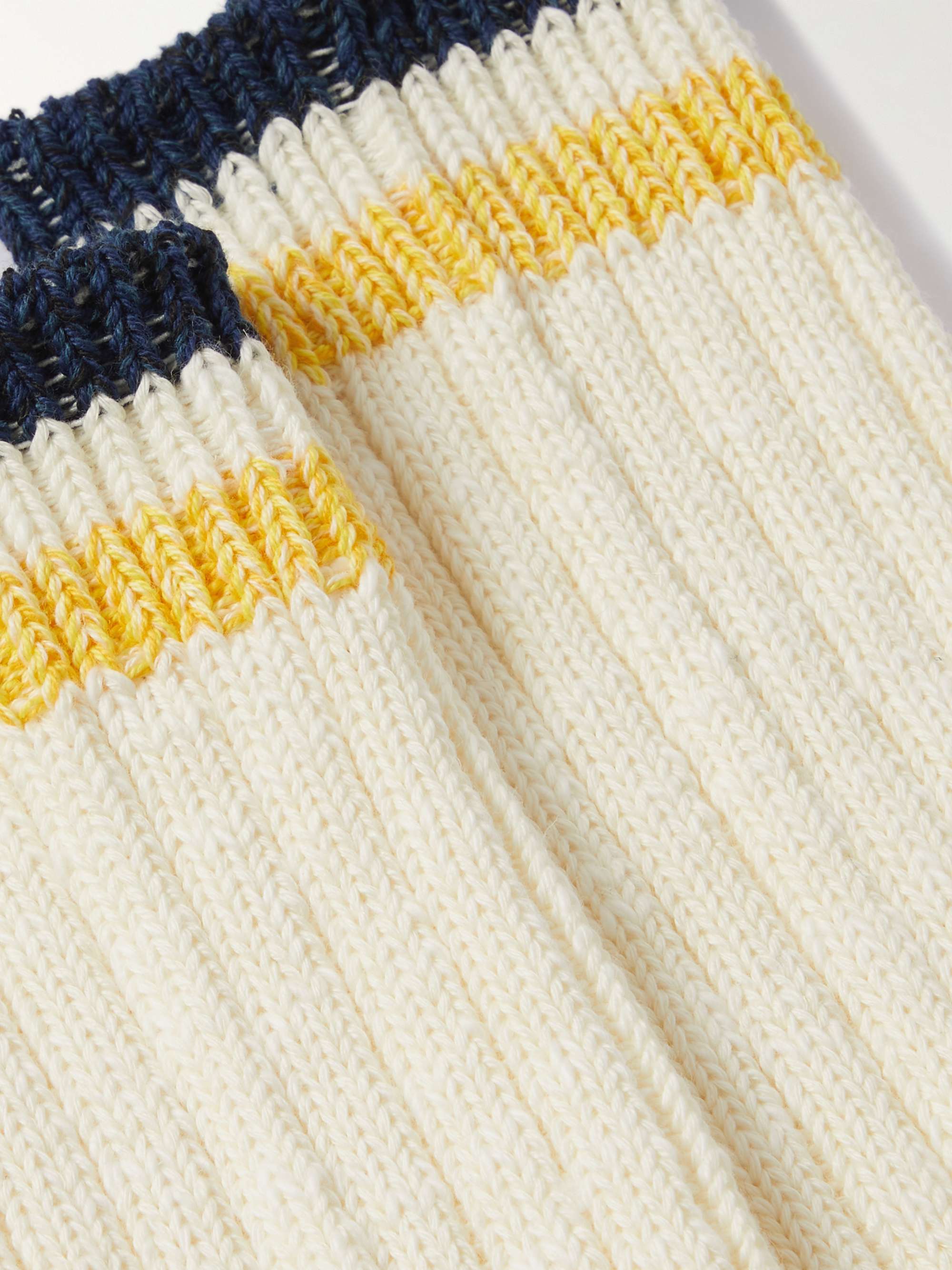 KAPITAL Intarsia Cotton and Hemp-Blend Socks