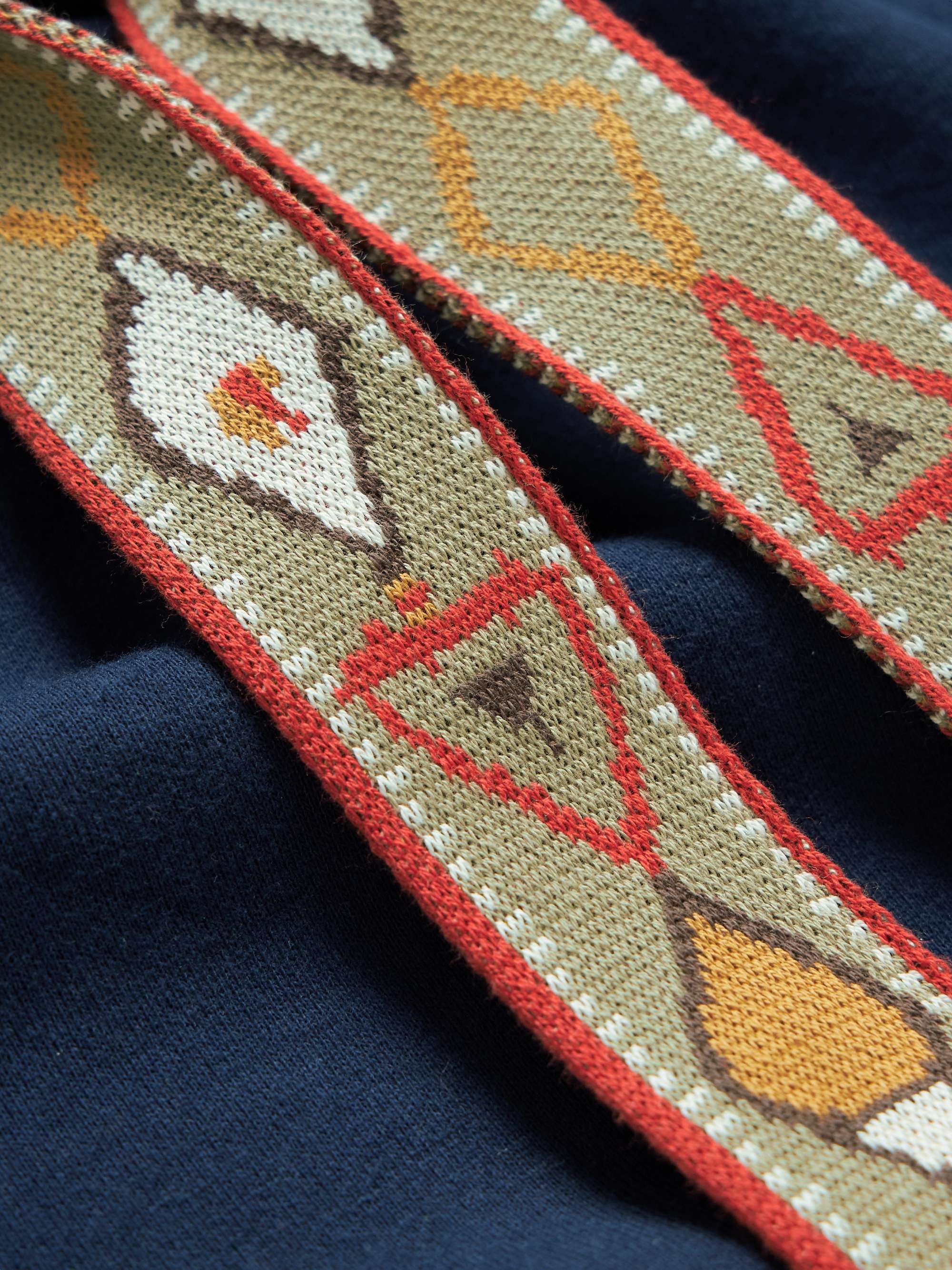 KAPITAL Maldives Jacquard-Trimmed Cotton-Blend Jersey Hoodie