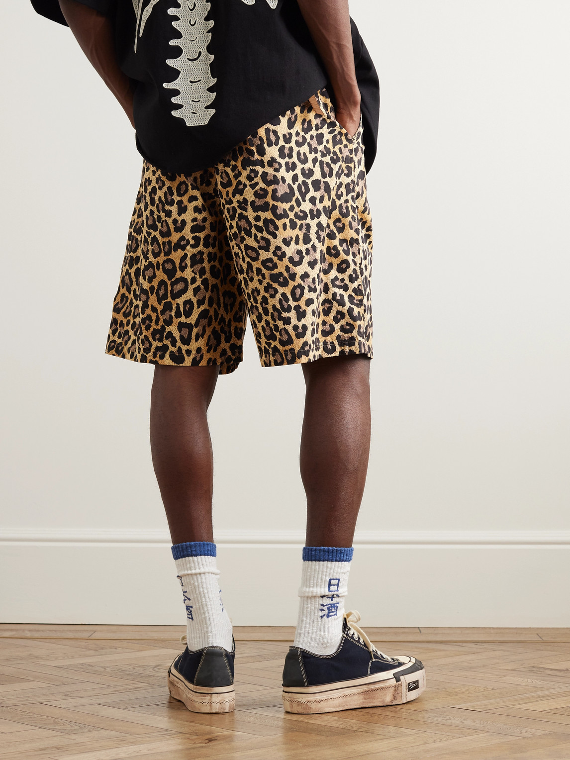 Shop Kapital Wide-leg Belted Leopard-print Cotton-gabardine Shorts In Brown