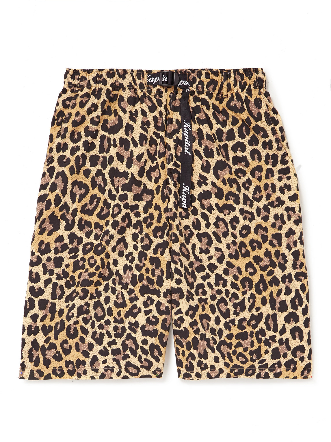 Kapital Wide-leg Belted Leopard-print Cotton-gabardine Shorts In Brown