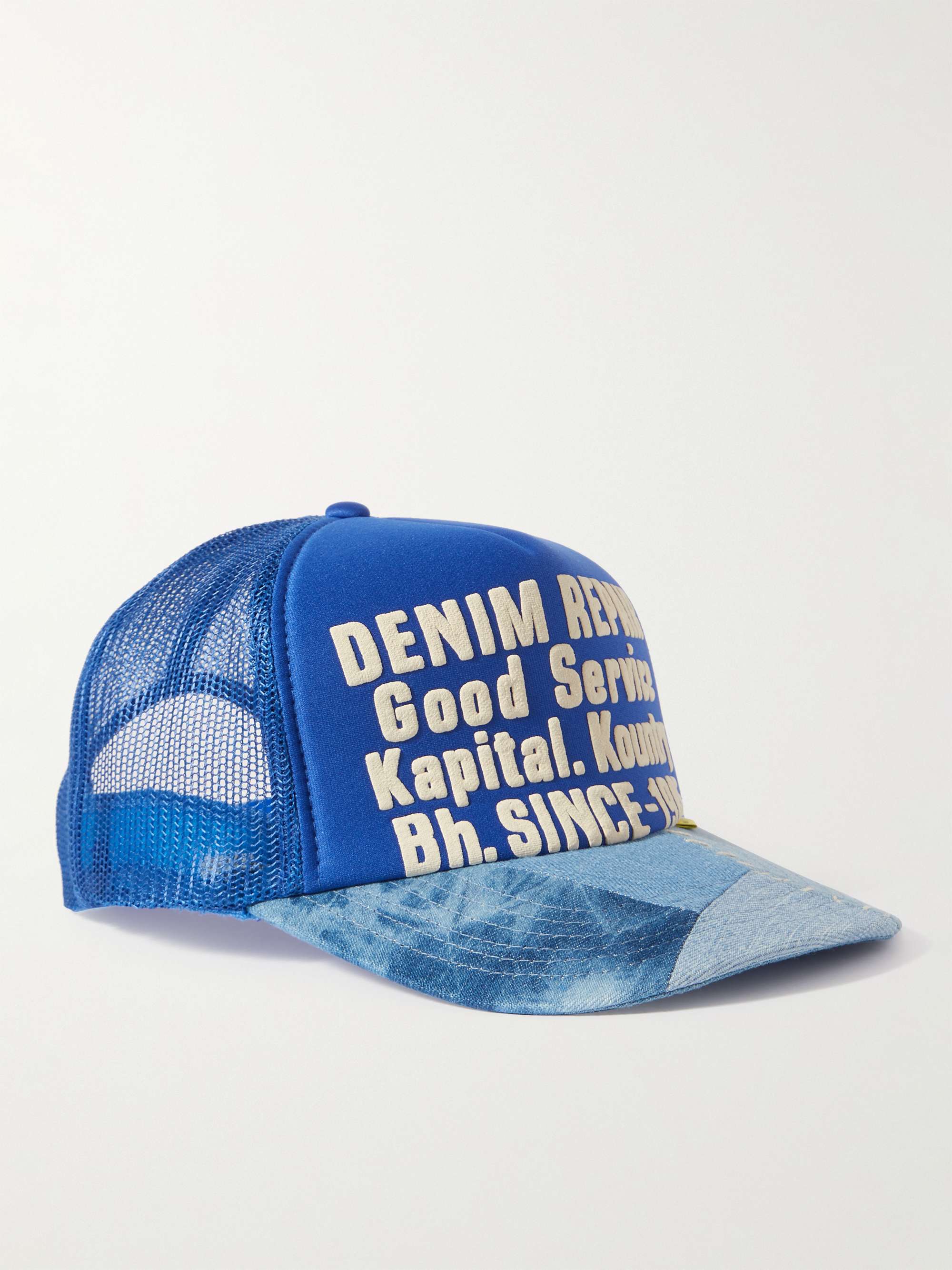 KAPITAL Printed Canvas, Patchwork Denim and Mesh Trucker Cap for Men