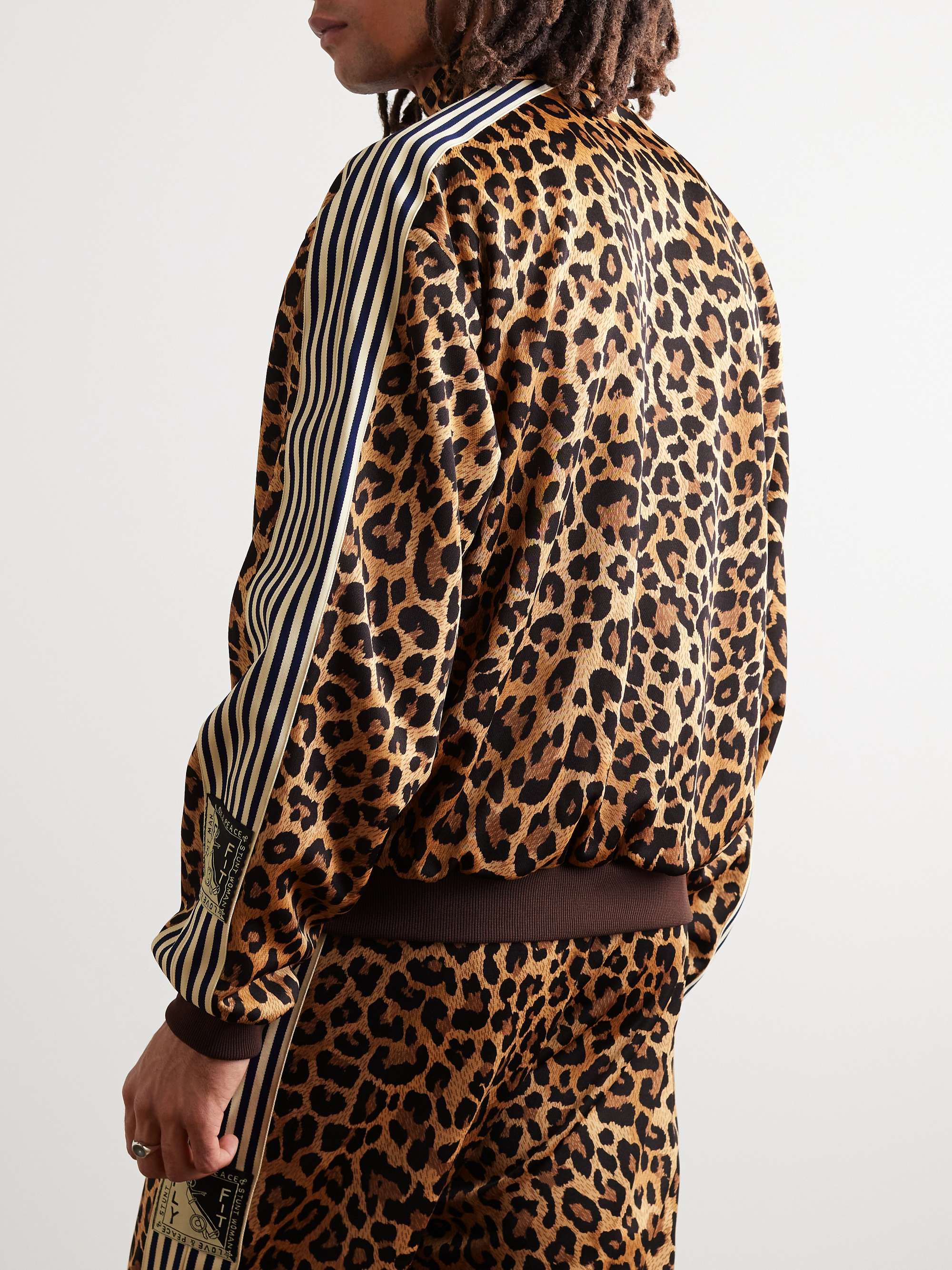 KAPITAL Webbing-Trimmed Leopard-Print Tech-Jersey Track Jacket