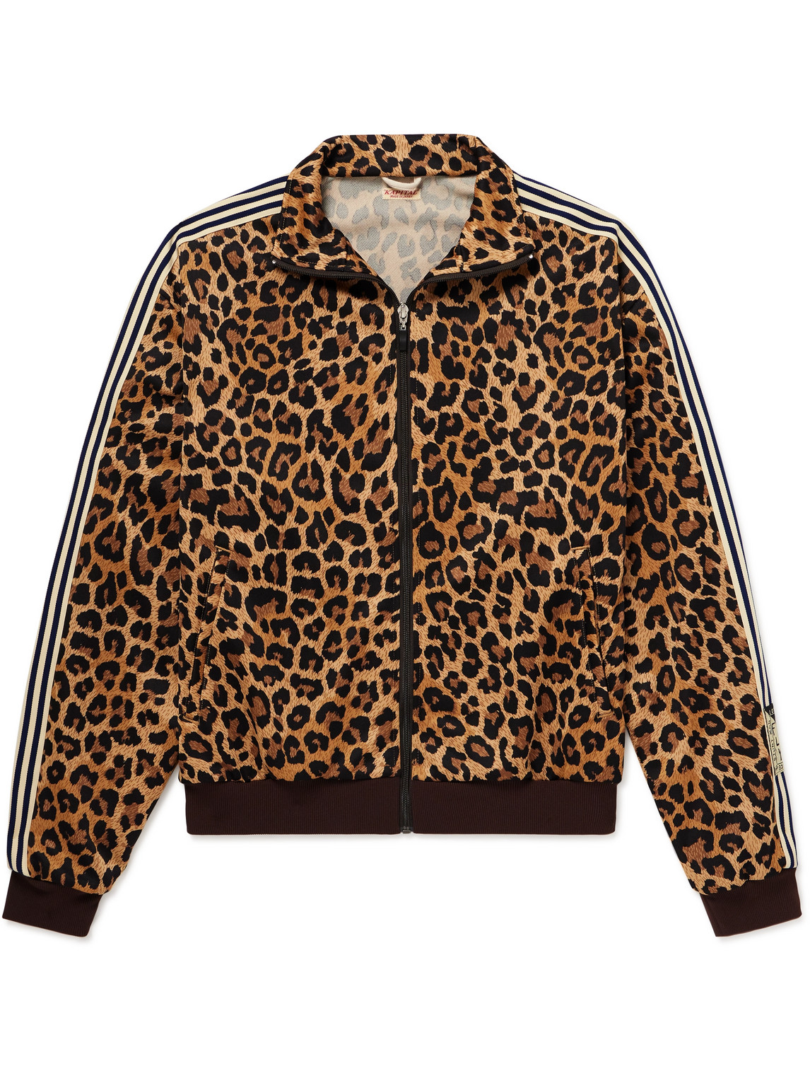 Shop Kapital Webbing-trimmed Leopard-print Tech-jersey Track Jacket In Animal Print