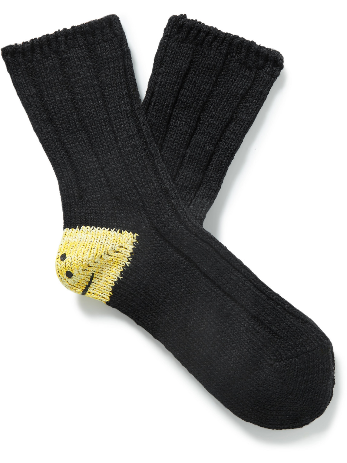 Shop Kapital Intarsia Cotton-blend Socks In Black