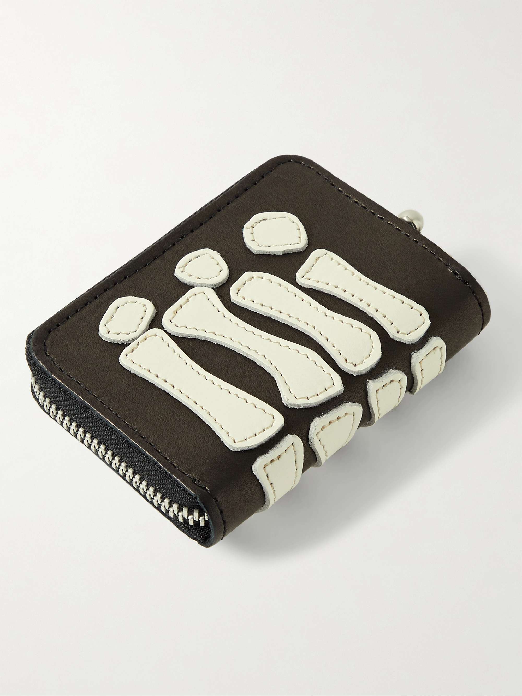KAPITAL Thumb Up Appliquéd Leather Zip-Around Wallet