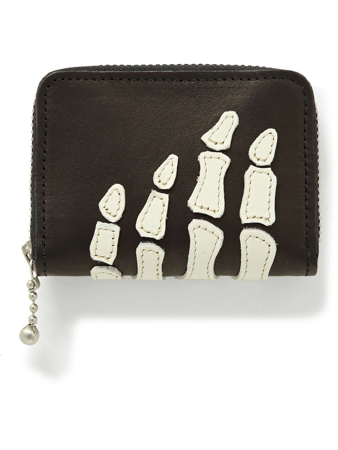 Kapital Thumb Up Appliquéd Leather Zip-around Wallet In Black