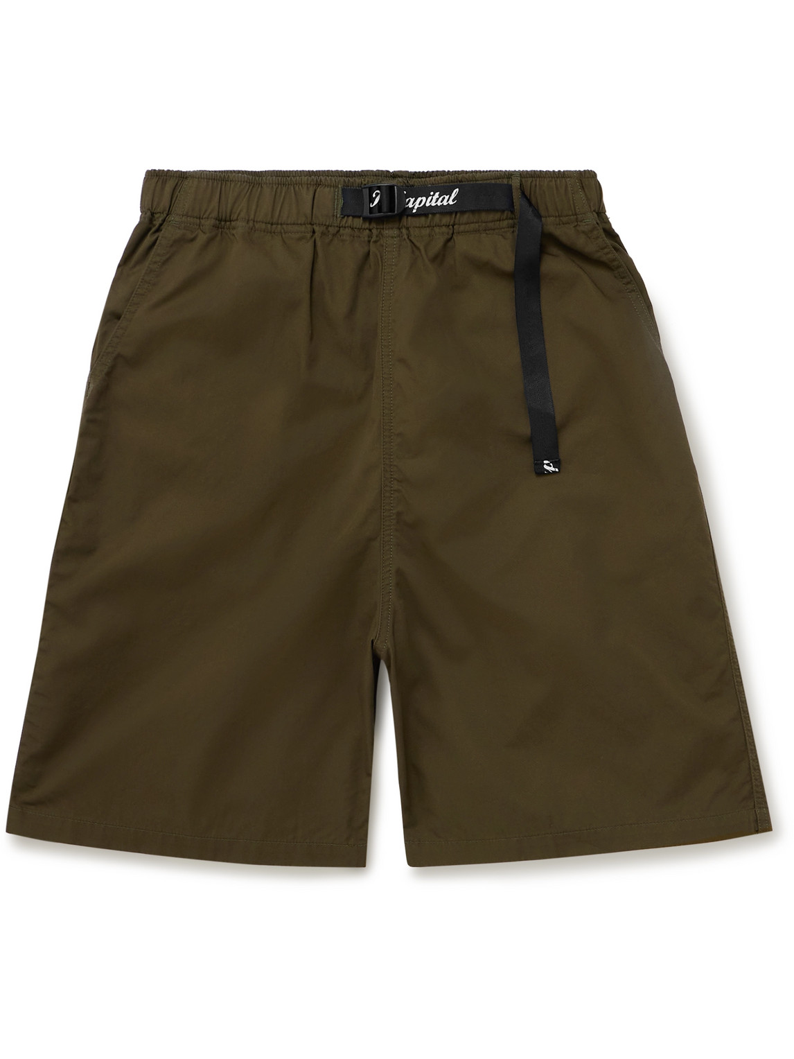Kapital Easy Straight-leg Belted Printed Cotton-twill Shorts In Green