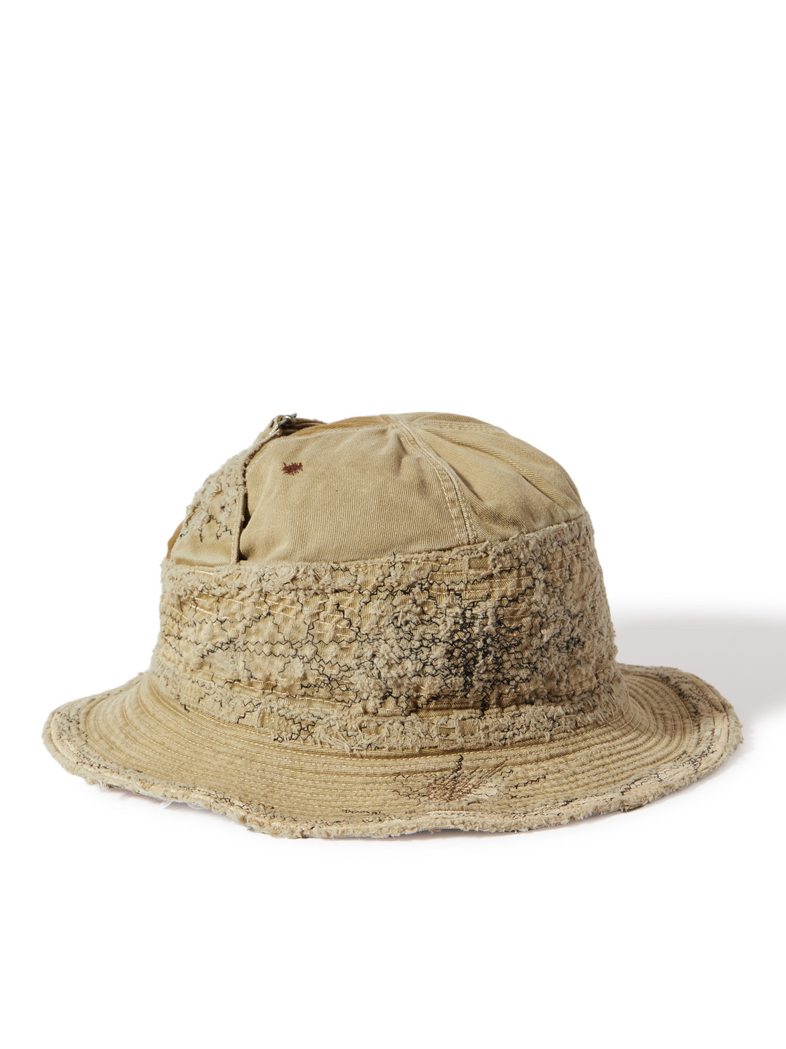Kapital The Old Man And The Sea Distressed Buckled Cotton-twill Bucket Hat In Neutrals