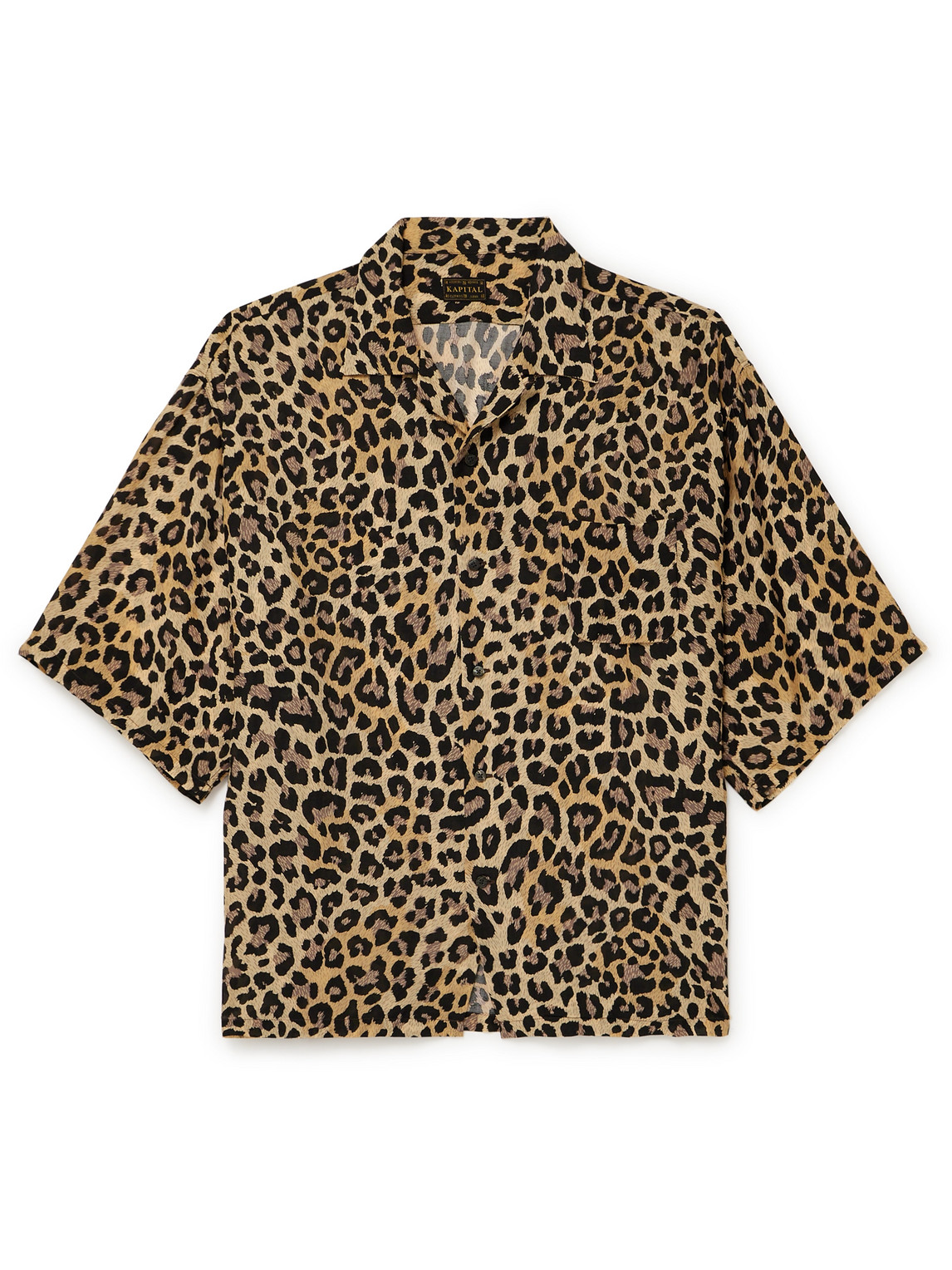 Kapital Convertible-collar Leopard-print Voile Shirt In Brown