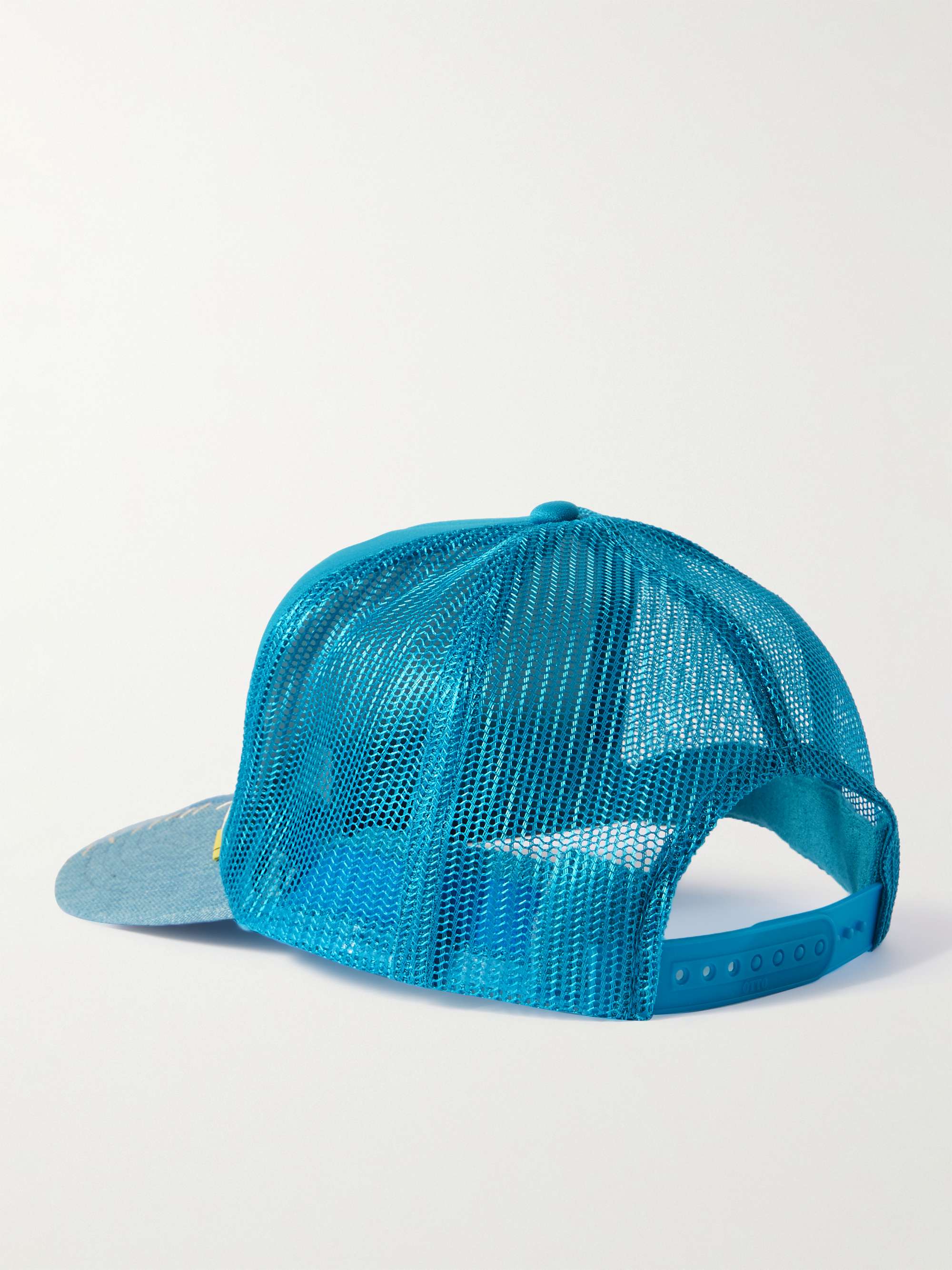 KAPITAL Printed Canvas, Patchwork Denim and Mesh Trucker Cap