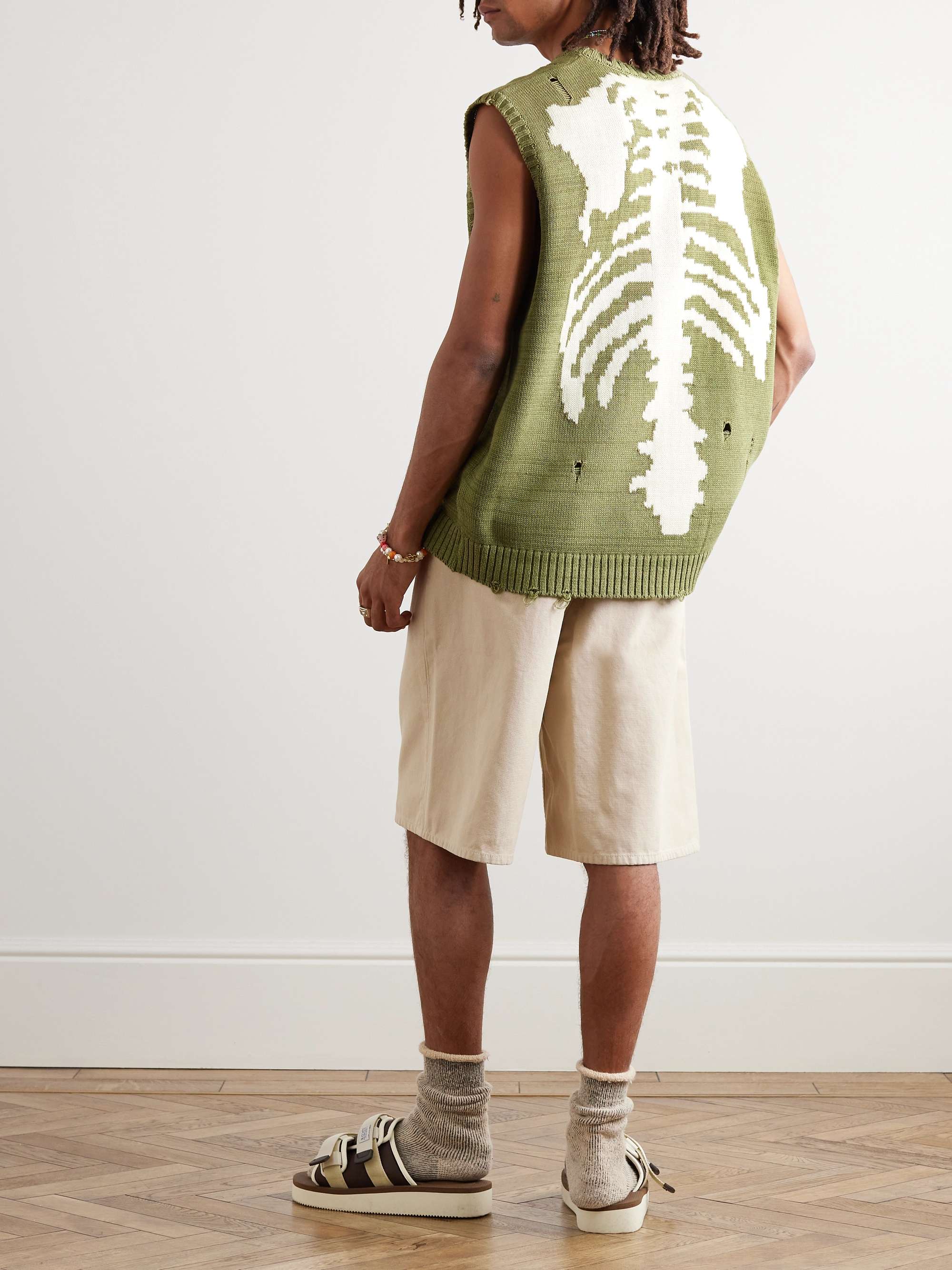 KAPITAL DistressedJacquard-Knit Sweater Vest