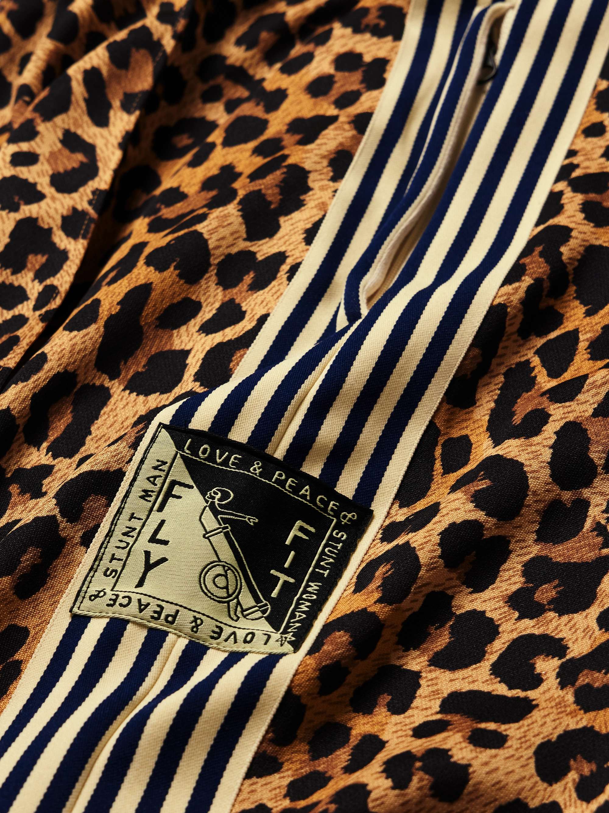 KAPITAL Straight-Leg Webbing-Trimmed Leopard-Print Tech-Jersey Track Pants