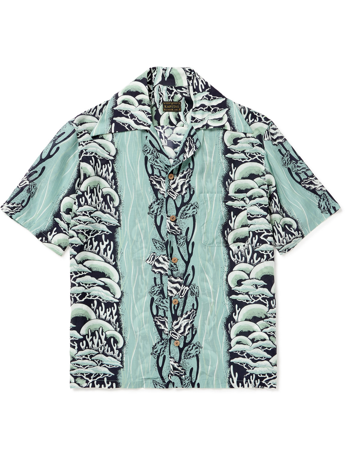 Kapital Camp-collar Printed Cupro And Silk-blend Shirt In Blue