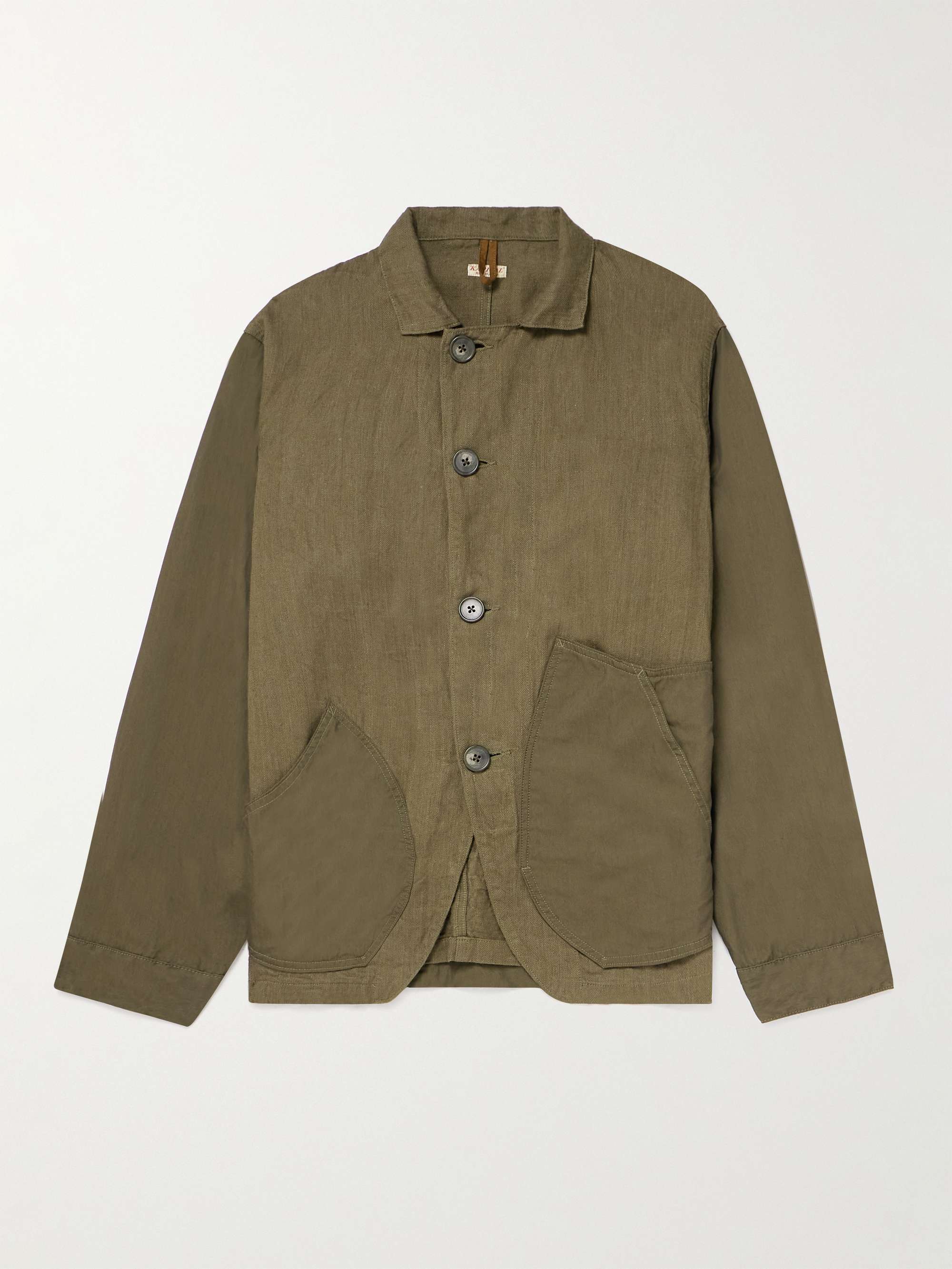 KAPITAL Ringoman Cotton Poplin-Trimmed Linen and Gabardine Overshirt ...