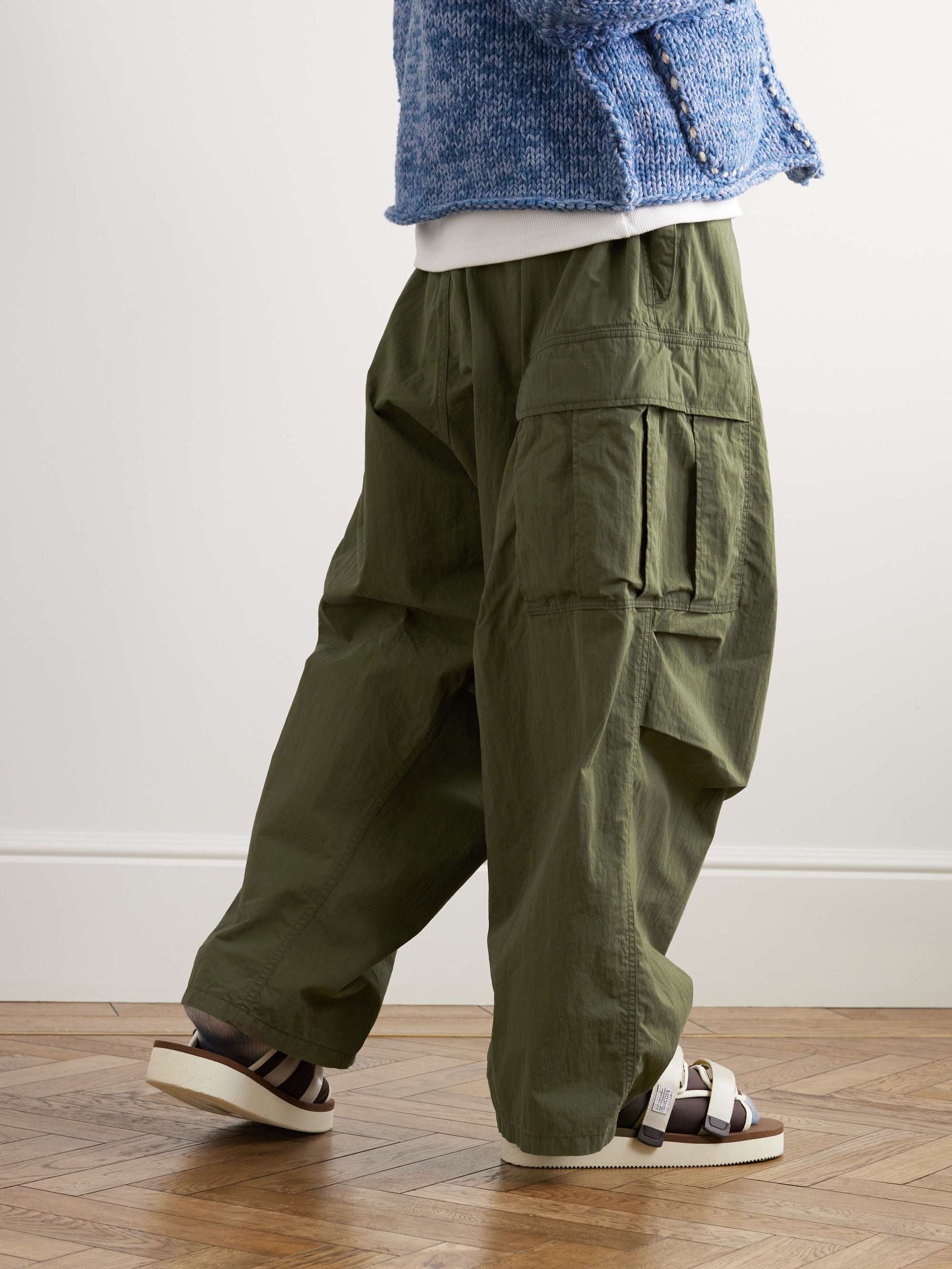 KAPITAL Wide-Leg Ripstop Cargo Trousers