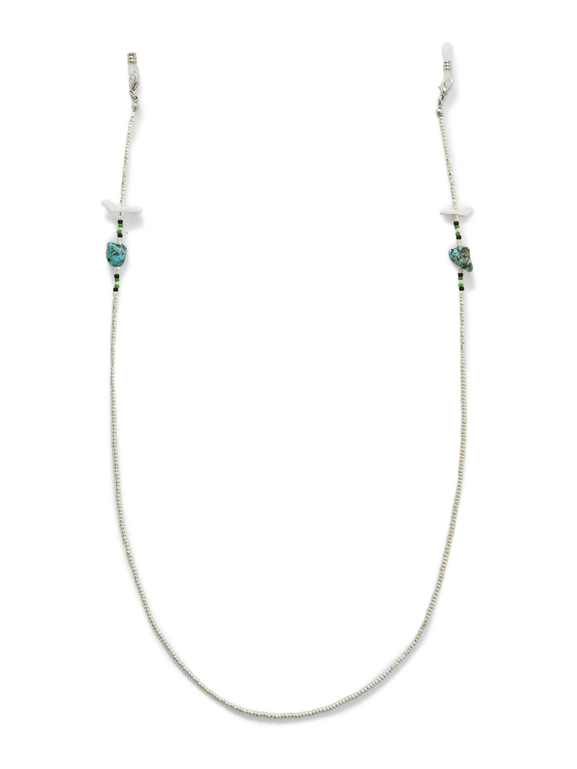 Silver-Tone, Turquoise and Shell Beaded Sunglasses Chain