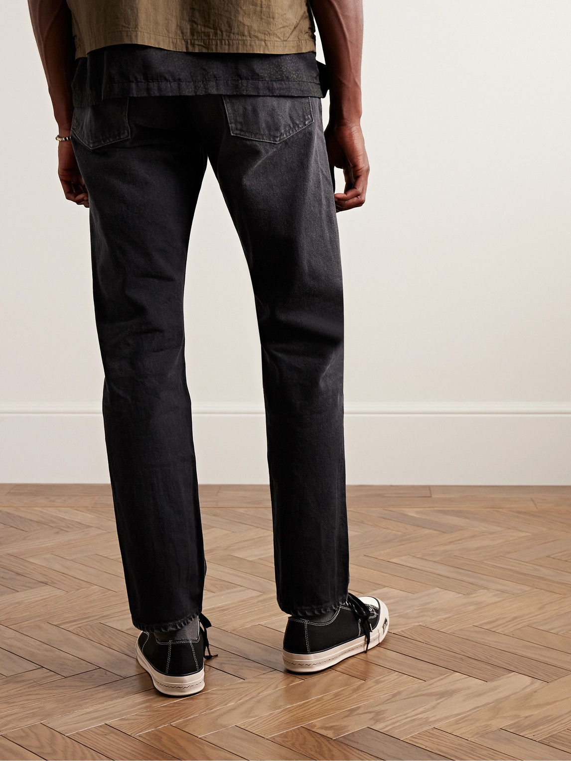 Shop Kapital Slim-fit Straight-leg Stone-washed Jeans In Black