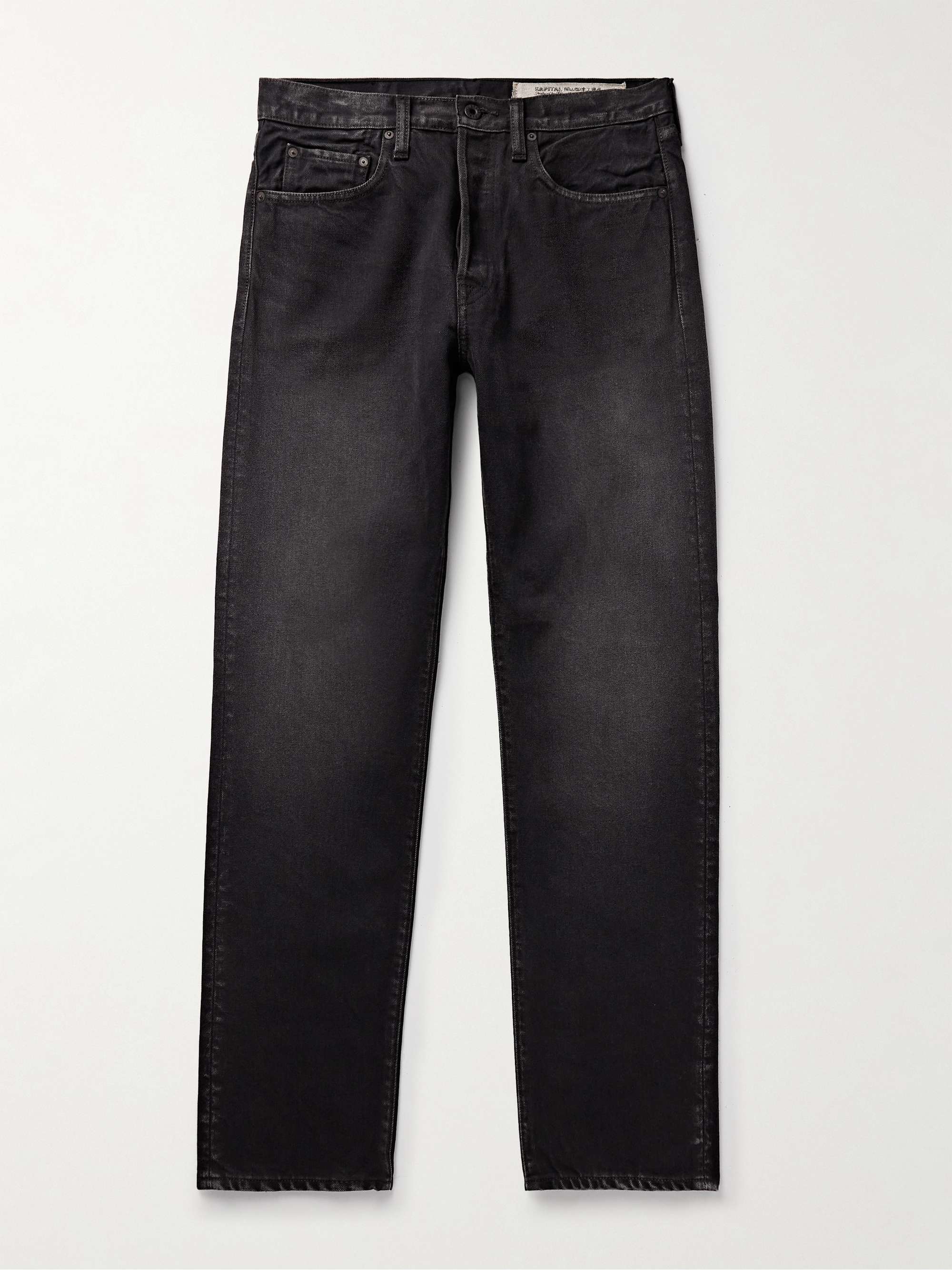 Slim-Fit Straight-Leg Stone-Washed Jeans