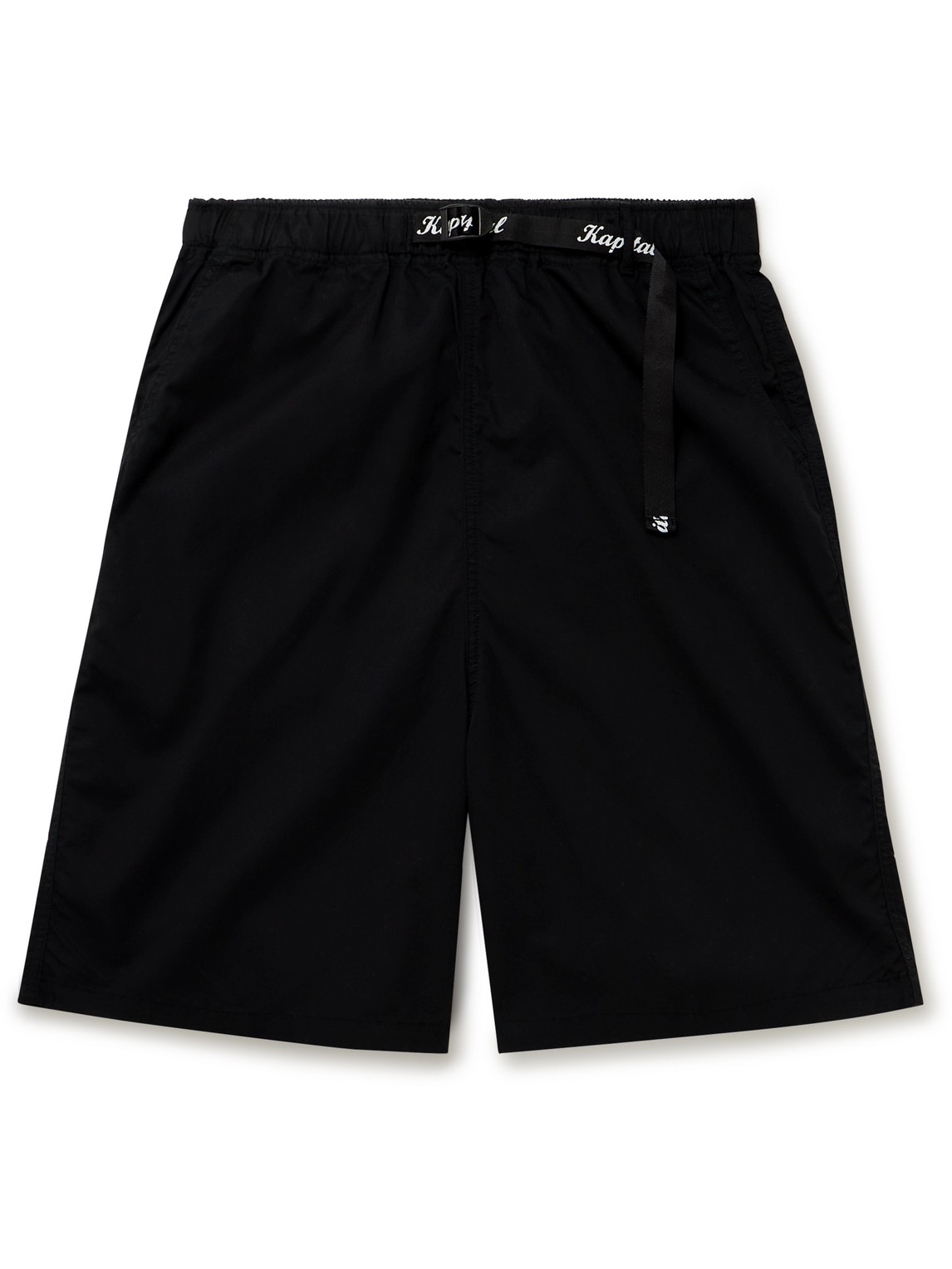 Shop Kapital Easy Straight-leg Belted Printed Cotton-twill Shorts In Black