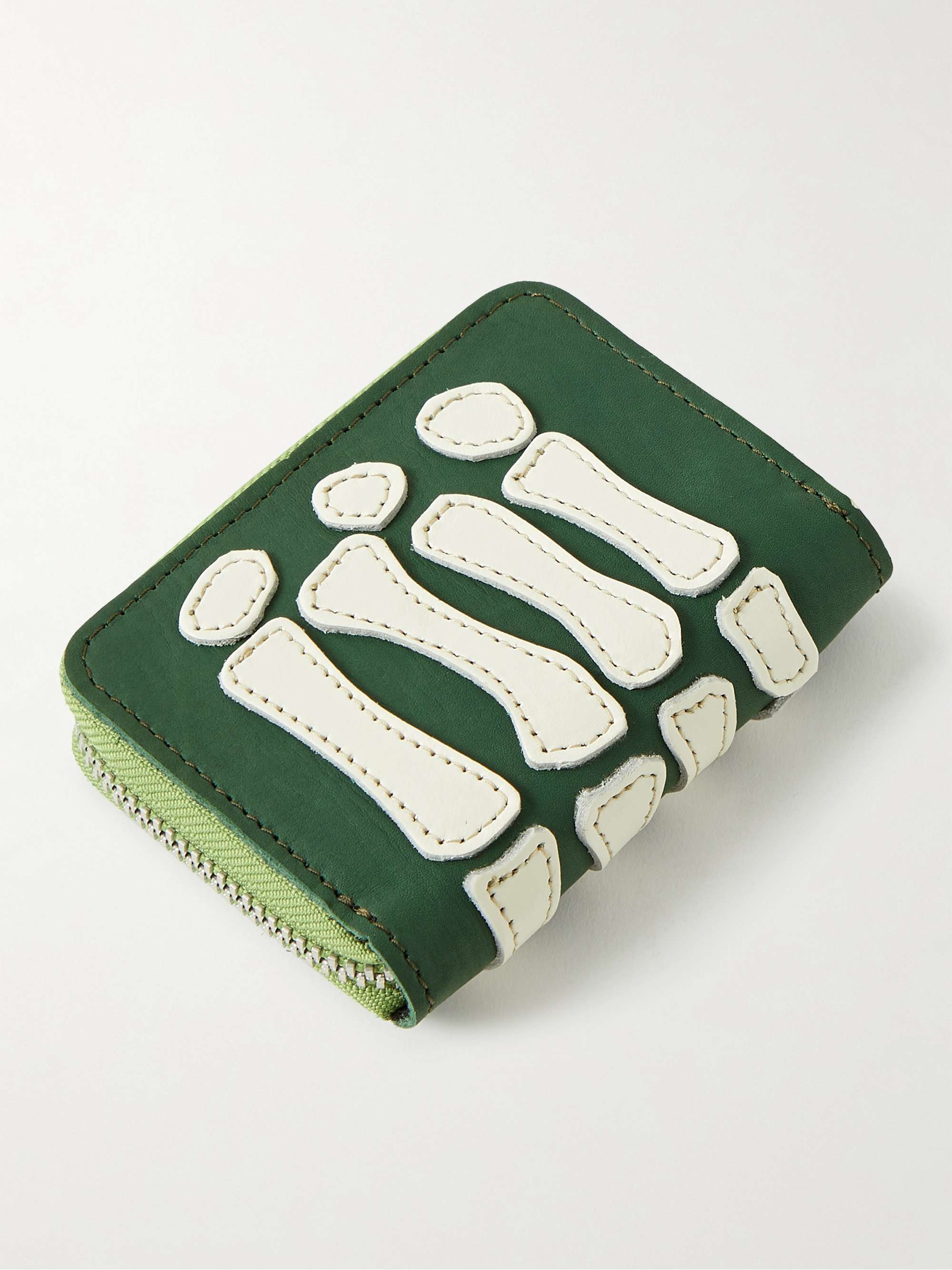 KAPITAL Thumb Up Appliquéd Leather Zip-Around Wallet