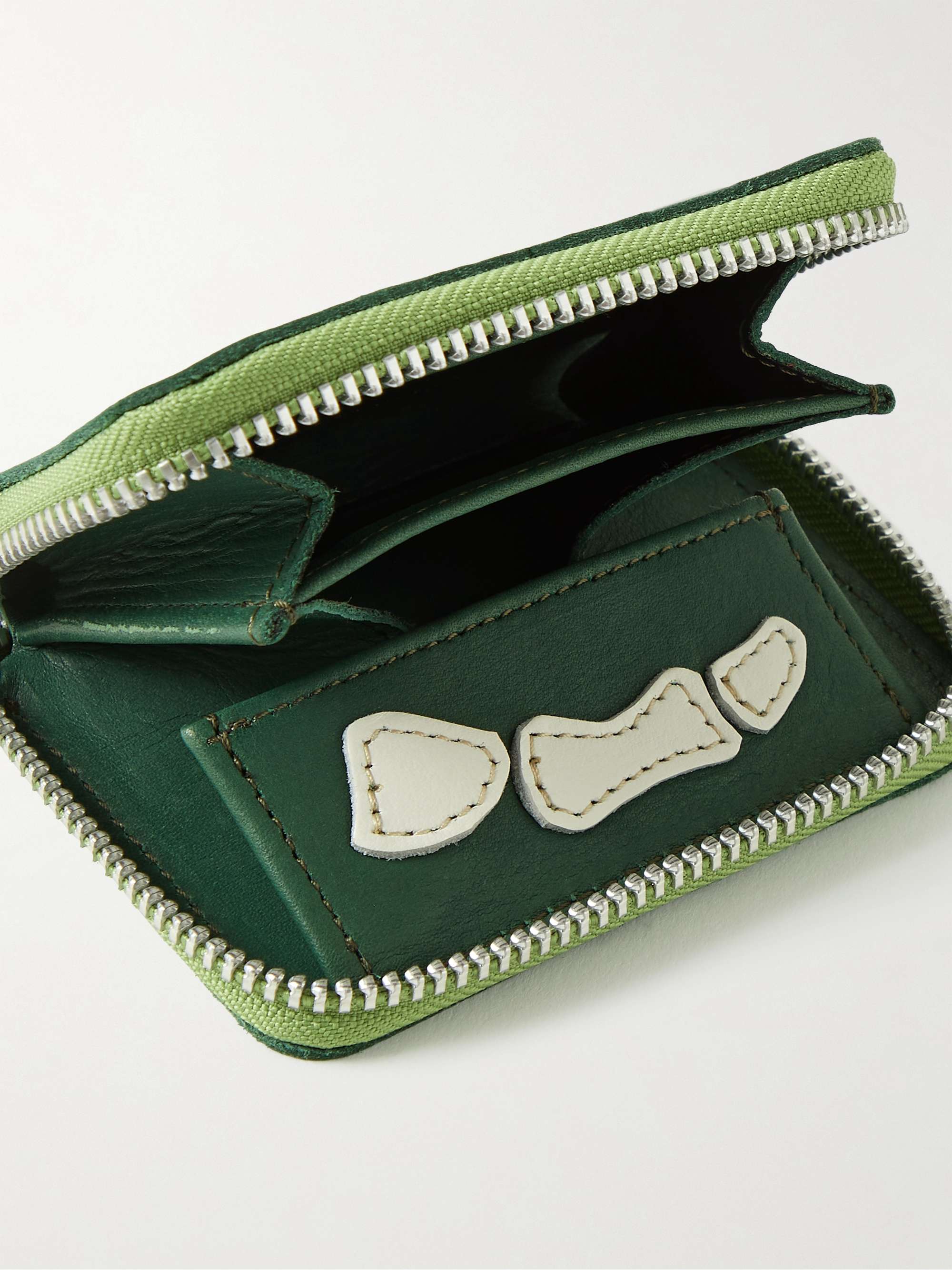 KAPITAL Thumb Up Appliquéd Leather Zip-Around Wallet