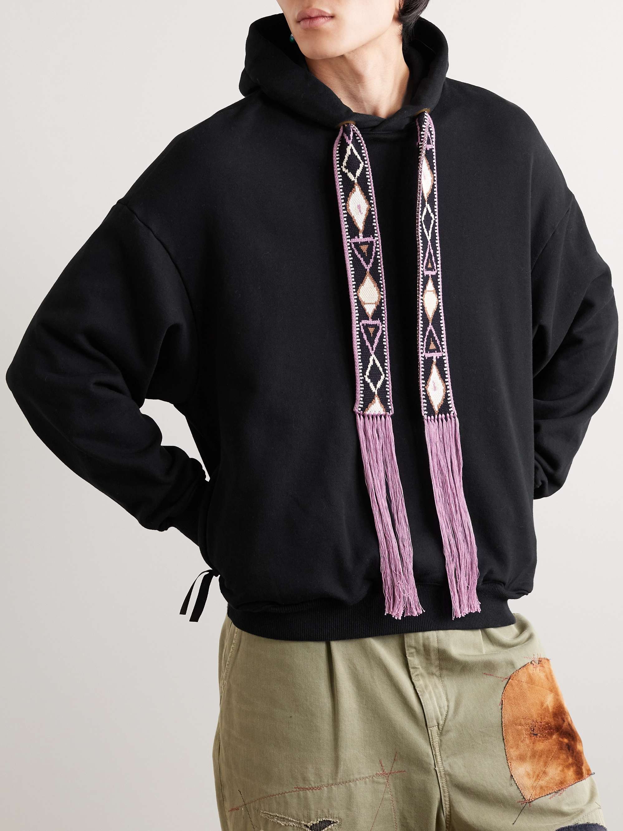 KAPITAL Maldives Jacquard-Trimmed Cotton-Blend Jersey Hoodie