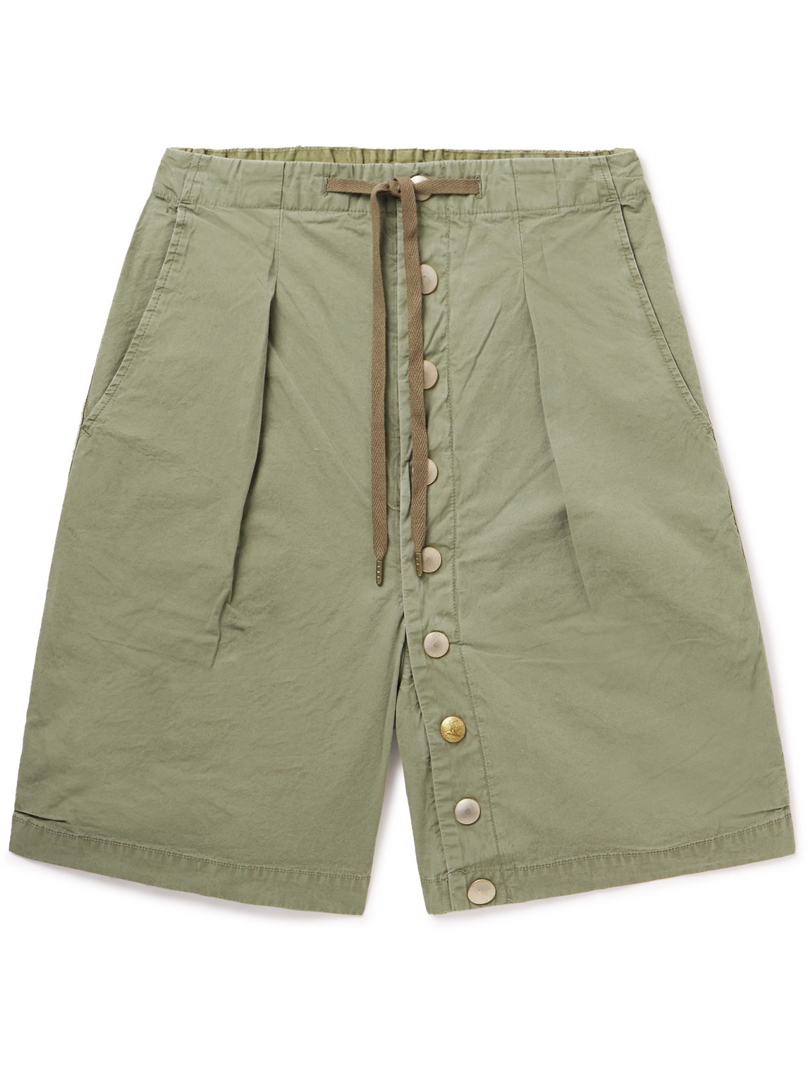 Kapital Surf Cowboy Straight-leg Cotton Shorts In Green