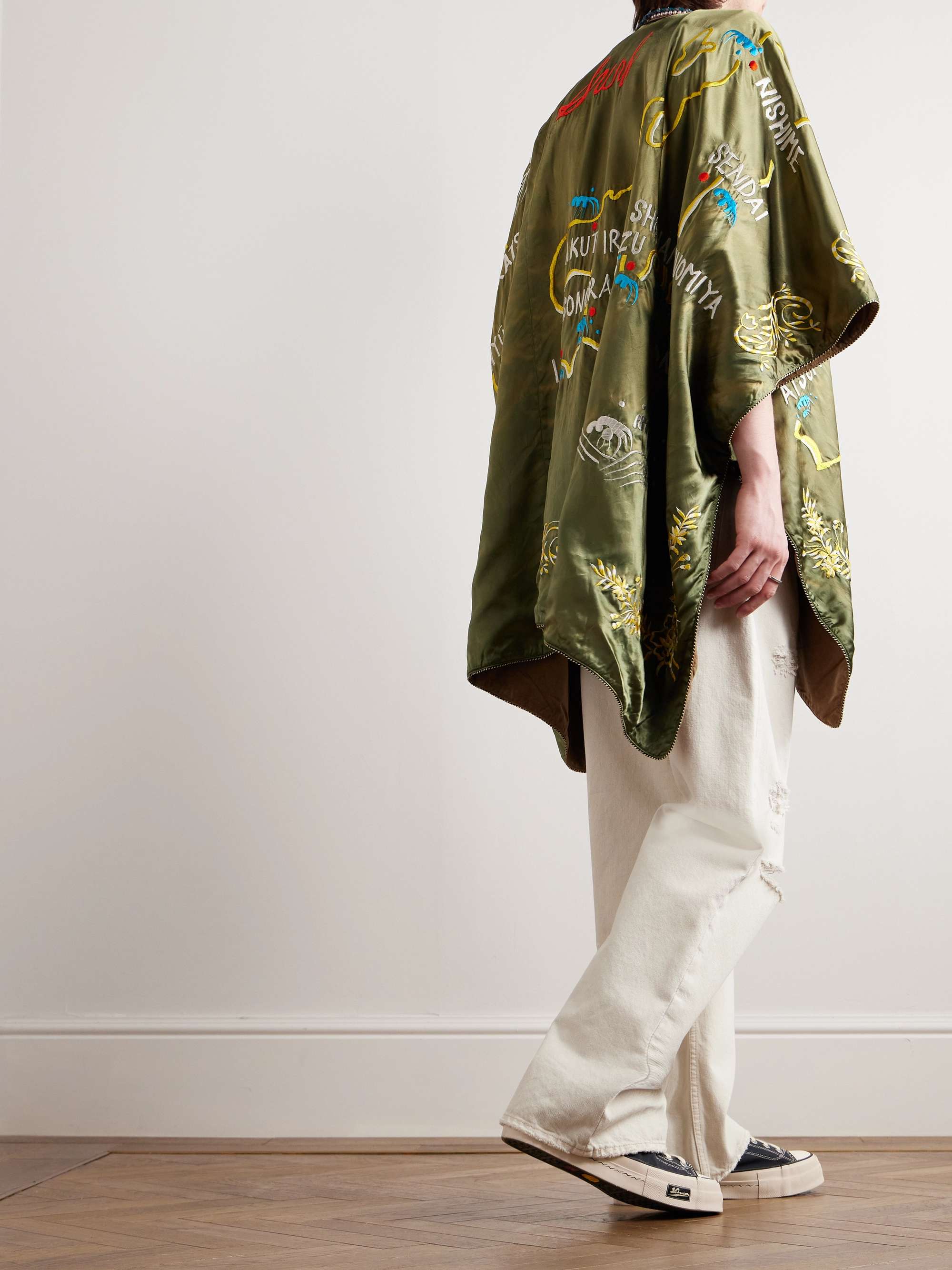 KAPITAL J-Wave Embroidered Satin Jacket