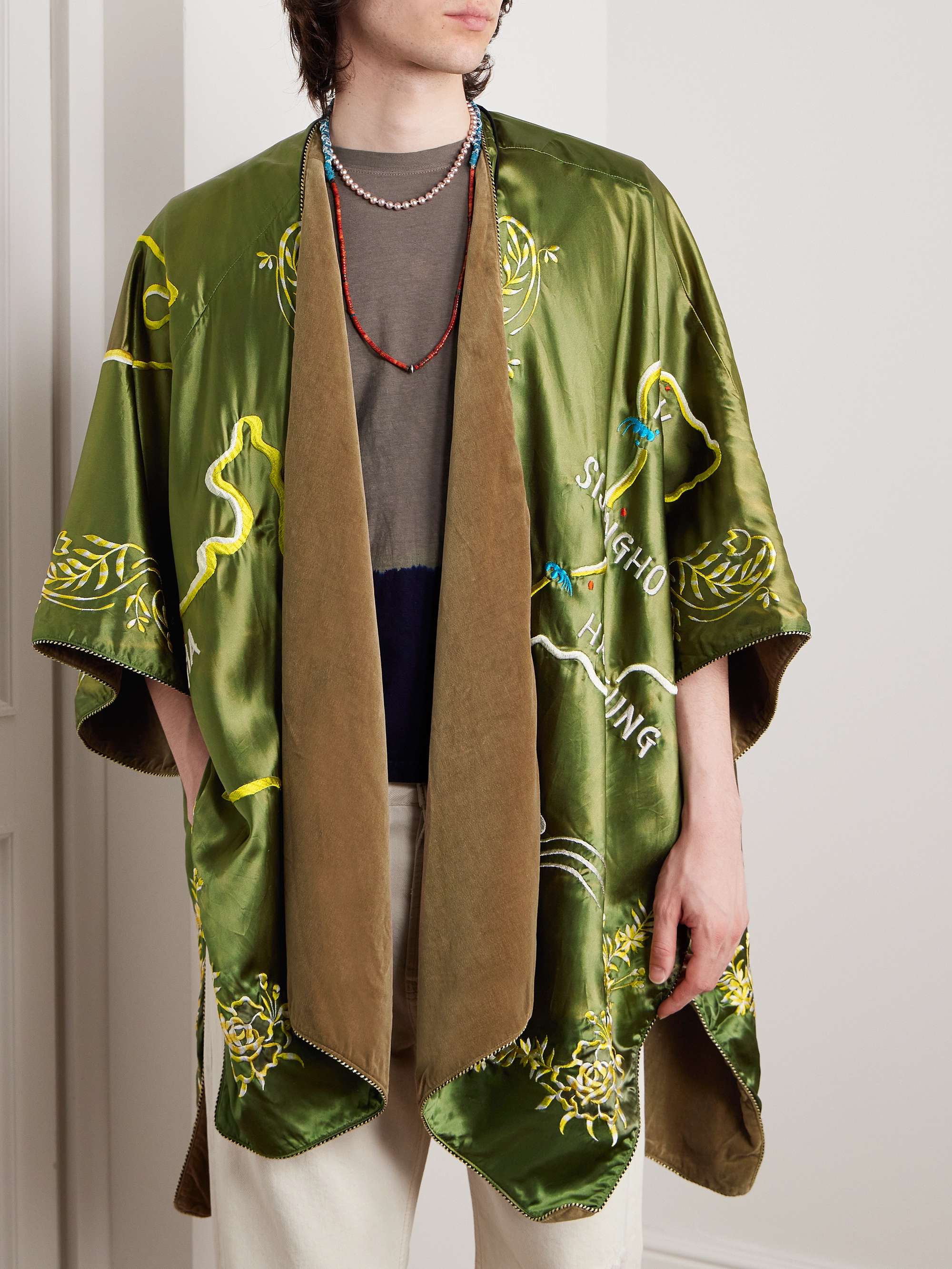 KAPITAL J-Wave Embroidered Satin Jacket