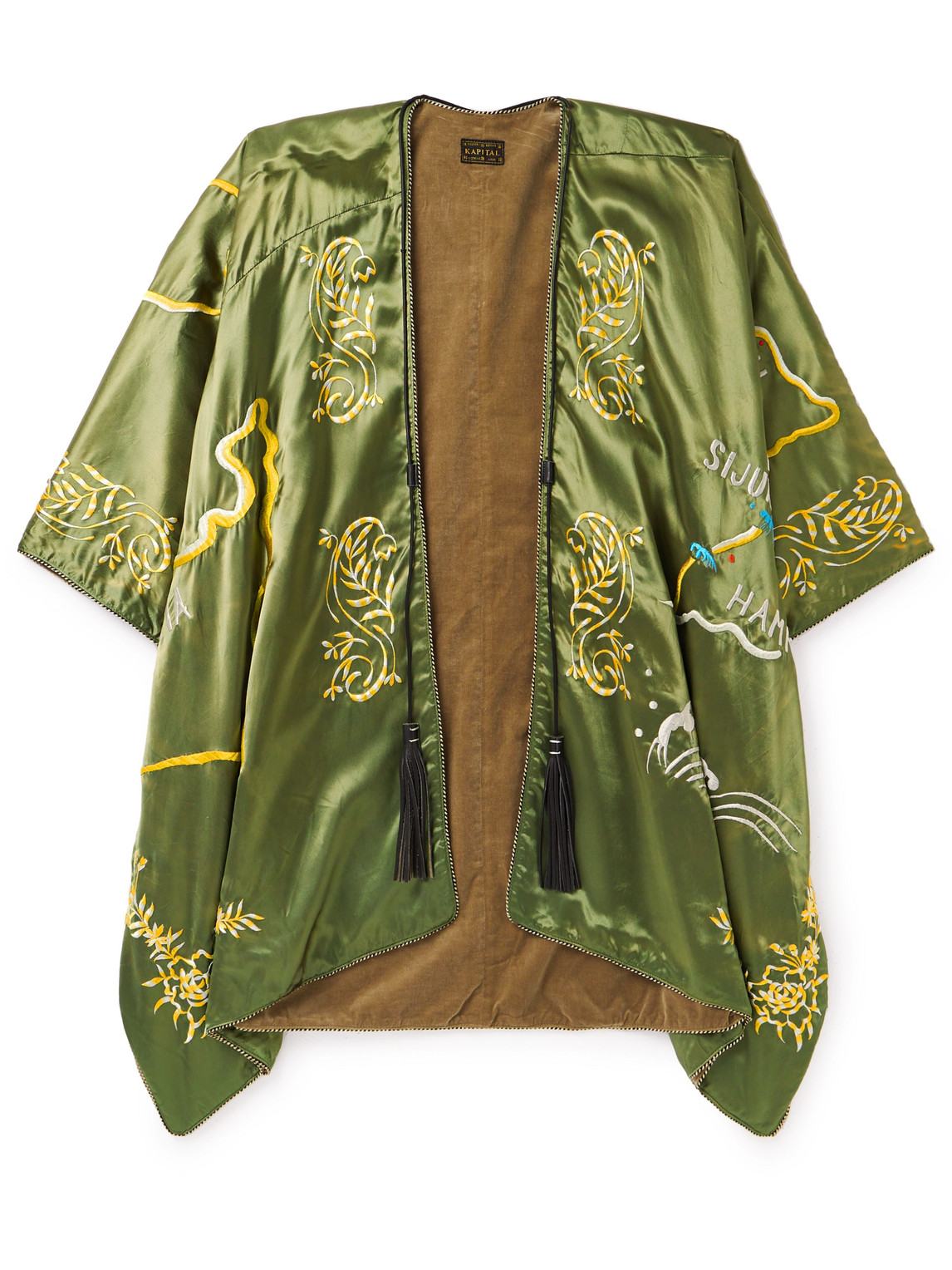 Kapital J-wave Embroidered Cotton-satin Jacket In Green